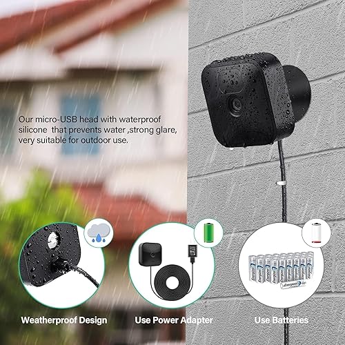 Miniatura 3 de OLAIKE Cable micro USB de alimentación resistente a la intemperie con adaptador de cargador (paquete de 3) para cámara Blink para interiores y