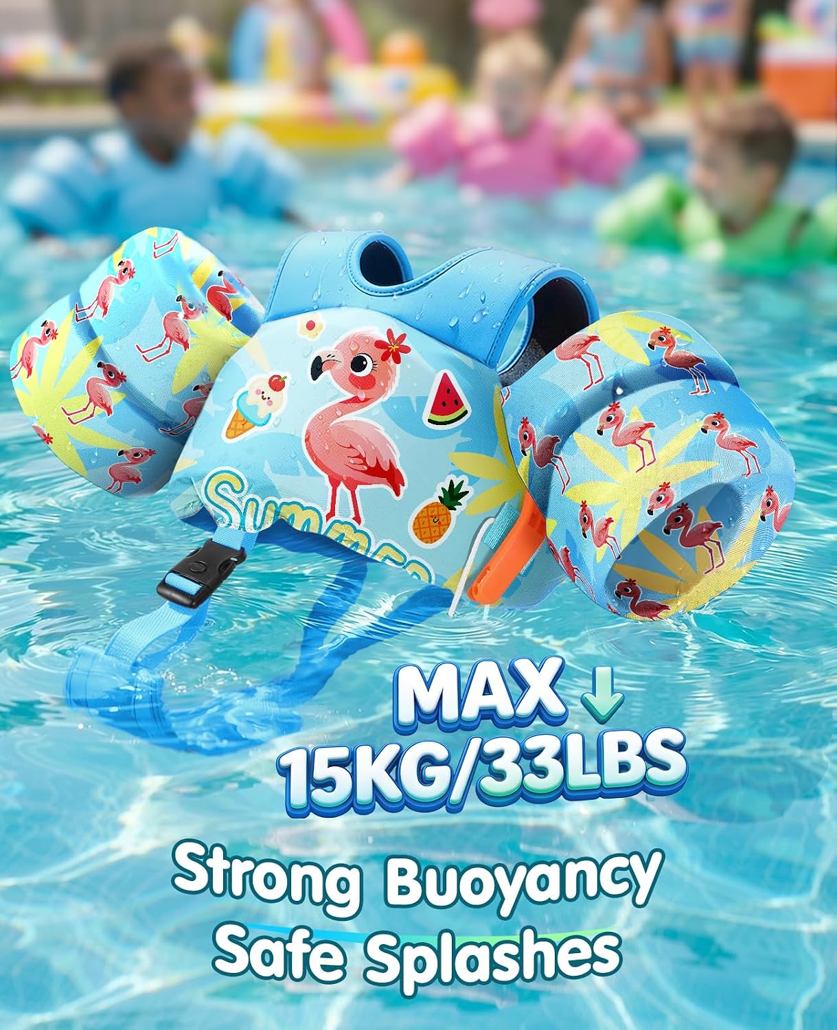 HeySplash Toddler Swim Vest, Toddler Floaties Fit 10-20-30-50-55 Lbs, Children Swimming Jacket 1-2-3-5-6 Year Old, Kids Float Swim Jacket Arm Water Wing, Puddle Pool Jumper Swim Aid,Boys,Girls,Niños