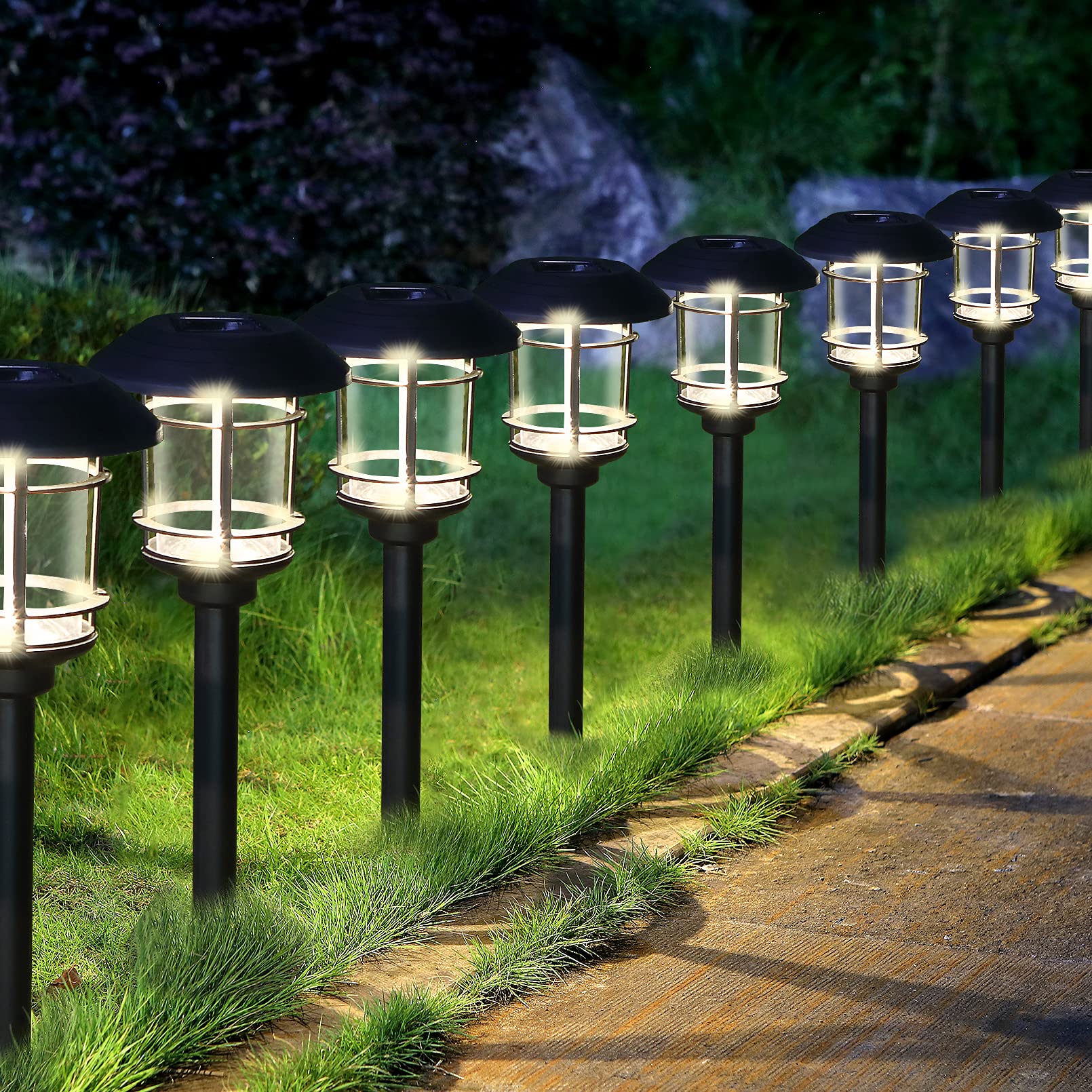 Solar Pathway Lights Outdoor, 8 Pack Bright Solar Powered Yard Lights, IP65 Waterproof Auto On/Off LED Solar Landscape Lights for Lawn, Garden, Path, Walkway or Patio,Yard and Driveway