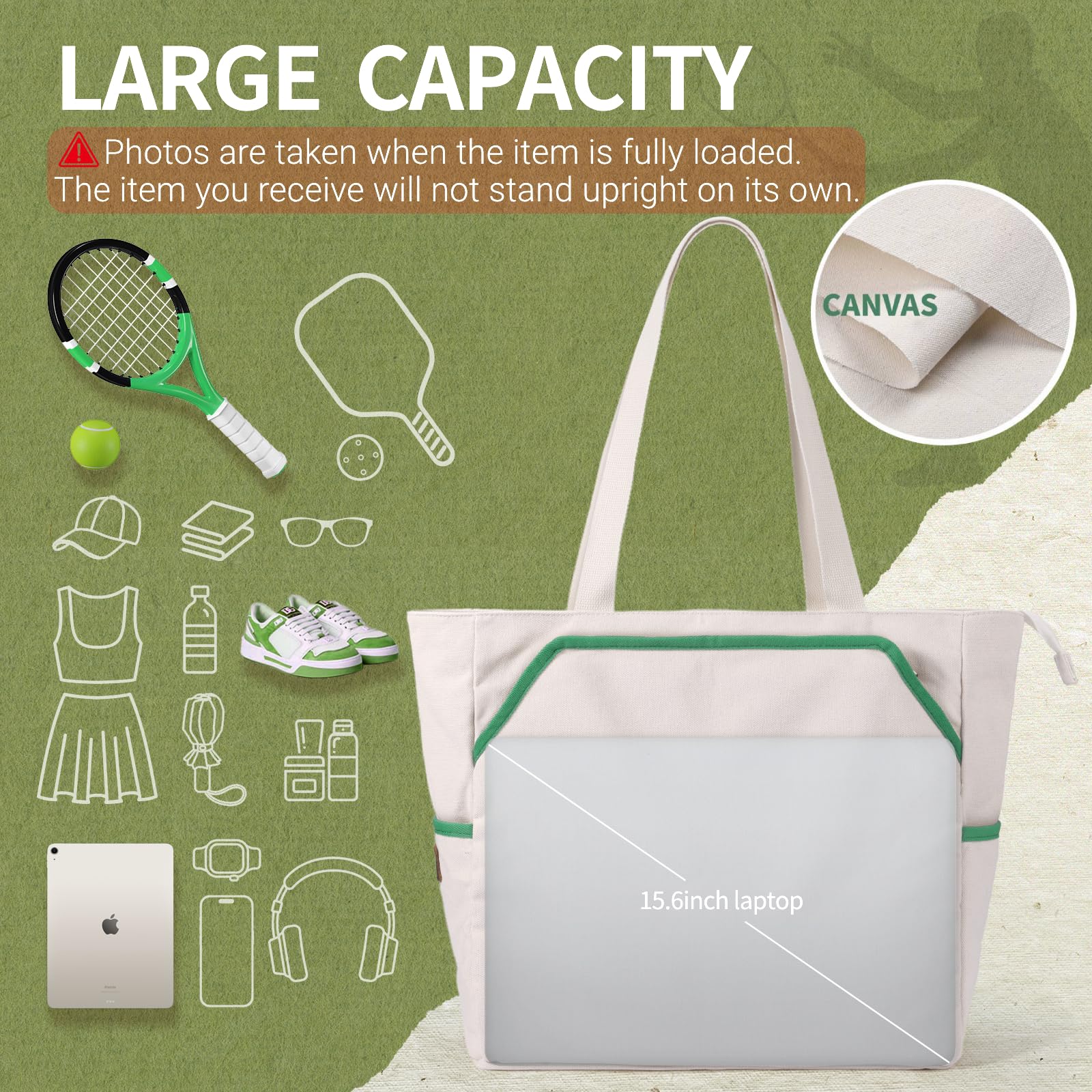 SMRITI Bolsa de lona para tenis, bolso deportivo grande para raqueta de tenis, bolsa de hombro portátil para bádminton, pickleball, pádel