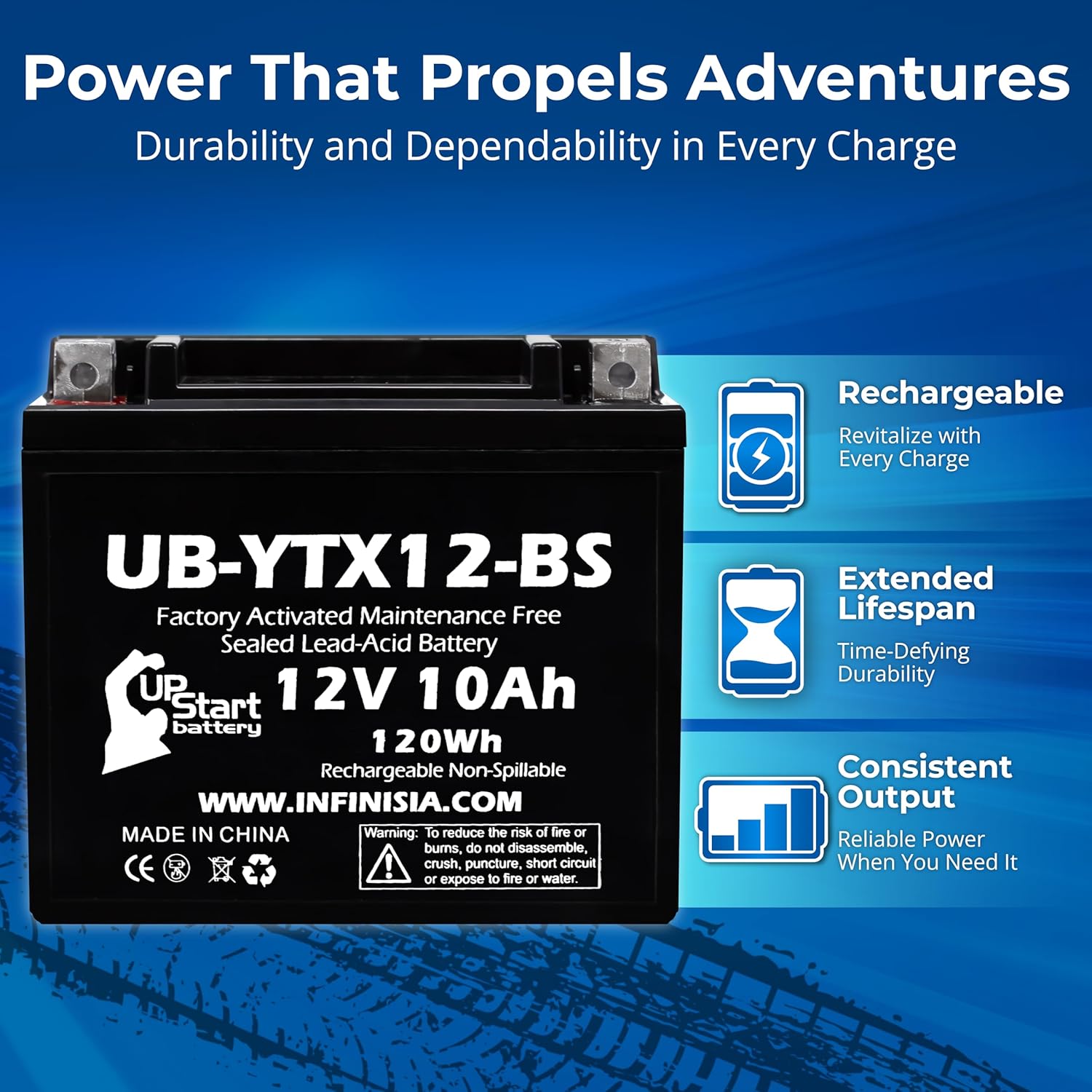 12V 10Ah YTX12-BS Replacement for Honda Recon 250 Battery - Compatible with Honda TRX250 Battery TRX 250 Fourtrax - 12 Volt 10 Amp ATV Batteries AGM SLA