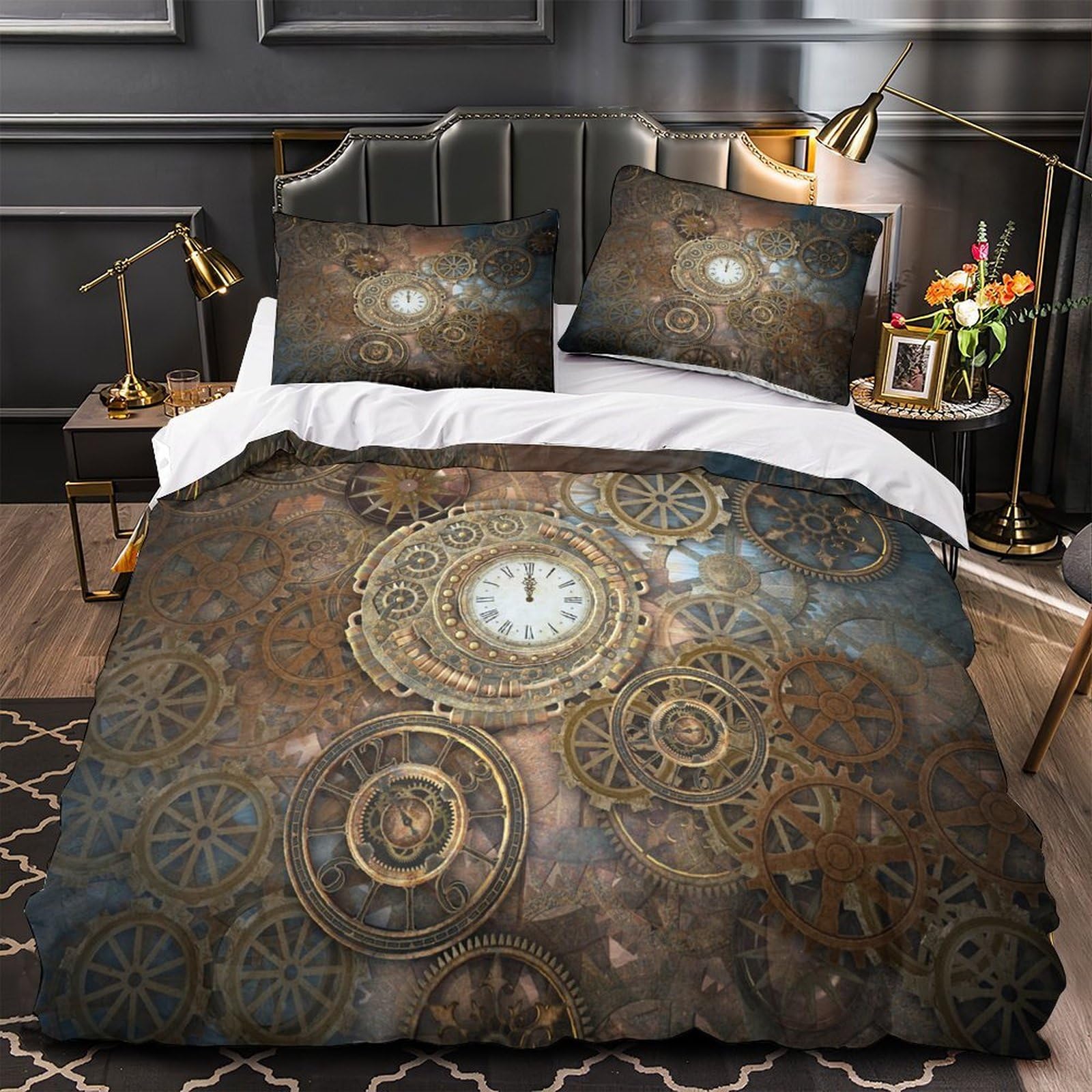 Housse de couette ciel étoilé 260x220 cm en microfibre imprimée 3D pour lit ado