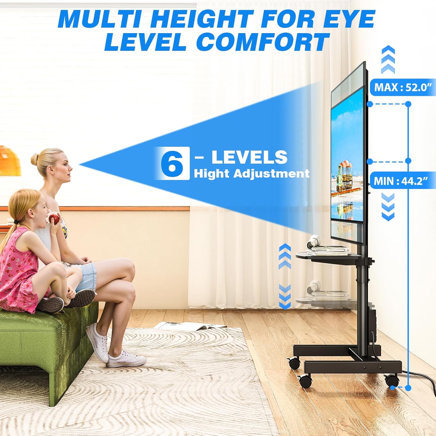 Rfiver Mobile TV Stand Multi Height Adjustment