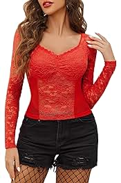 Amazon.com: Sheer Lace Top