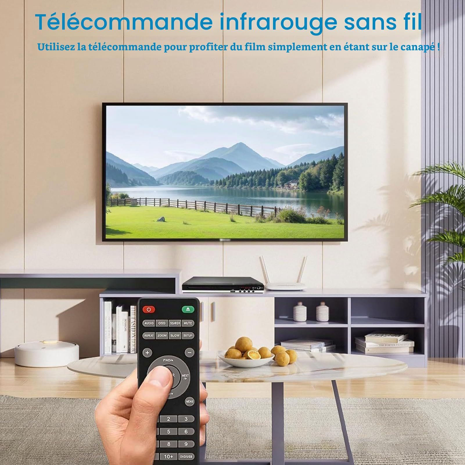 Lecteur DVD Yanmis, Lecteur DVD CD Multizone Dézoné pour TV avec Résolution HD 1080P, Port USB, Sortie, Télécommande, Compatible avec Toutes les Régions 1-6, Différents Formats de Disque (Prise GB)