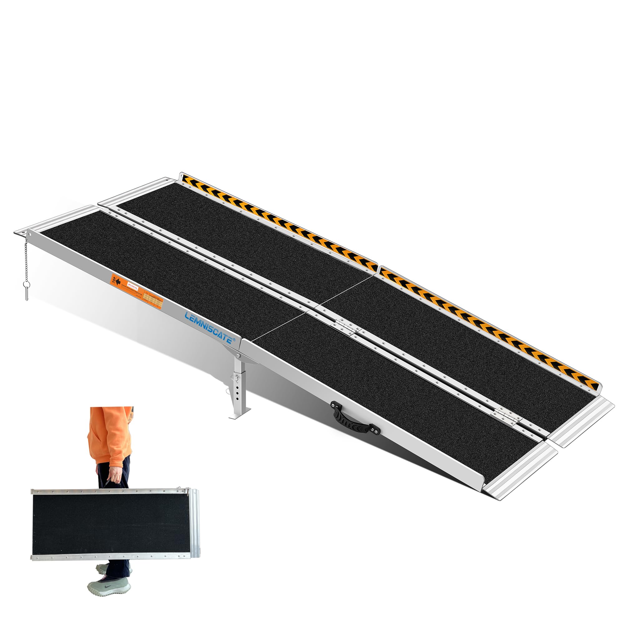 Portable Wheelchair Ramp 6FT, Handicap Ramp with Stabilizing Legs & Non-Slip Surface, 800LBS Capacity, Aluminum Folding Wheelchair Ramps for Home Steps, Entry, Walkers, Doorways, Threshold Ramp