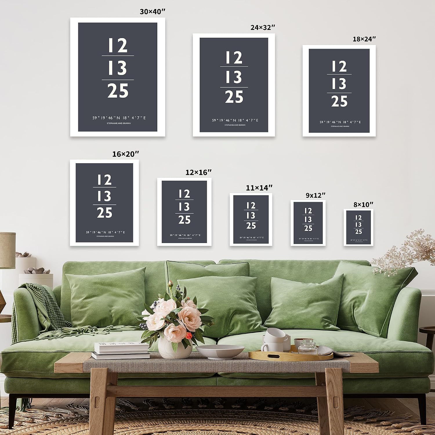Poster Master Personalized Date & Coordinates Print, Customized Typography Poster and Canvas, Minimal Decor, Gift for Family, Friends, Available in 8x10 to 30x40