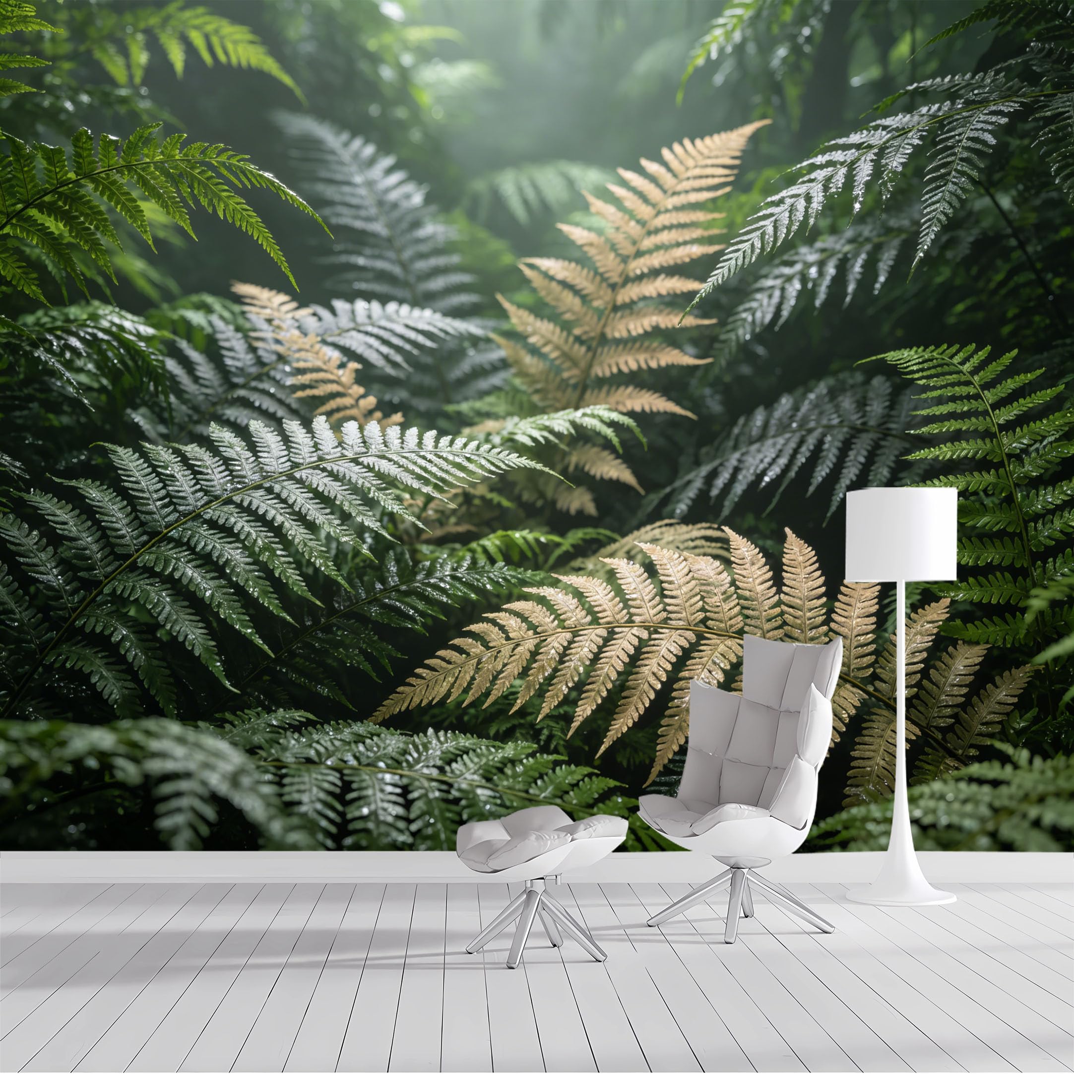 Custom Size Wall Mural Lush Fern Jungle Tropical Botanical Watercolor SelfAdhesive Wall Fabric Removable Peel and Stick Wallpaper Wall Decor for Living Room Bedroom Bathroom