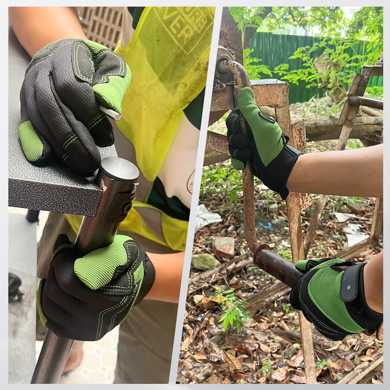 Guantes de Jardinería para Mujeres y Hombres, Guantes de Jardín con Pantalla Táctil, Guantes de Trabajo Resistentes a Espinas y Perforaciones, Regalos de Jardinería para Mujeres (verde, L)
