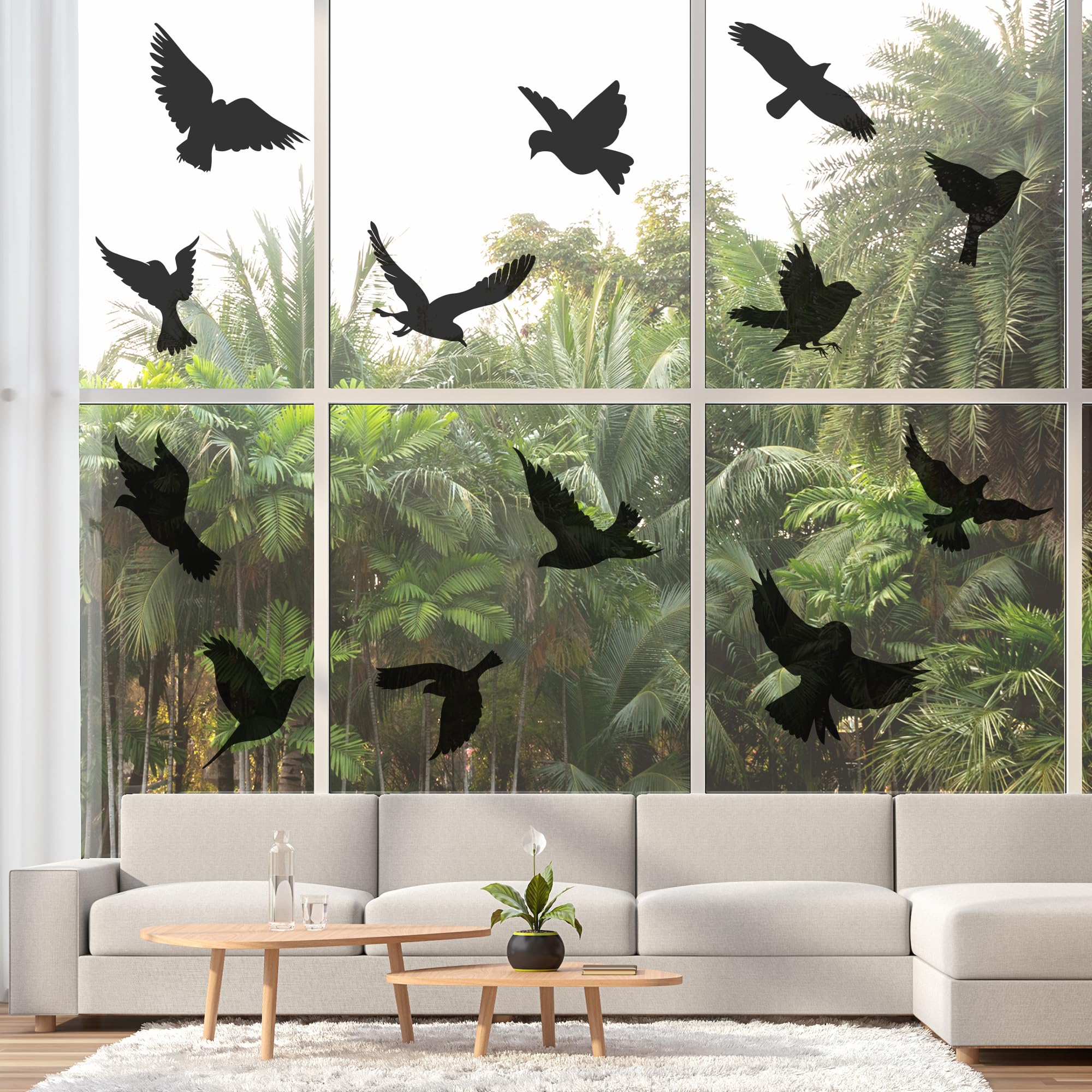 Junart Black 16 Pcs Anti-Collision Window Stickers, Bird Shape Window Decals, Prevent People And Bird Strikes On Glass(Black)