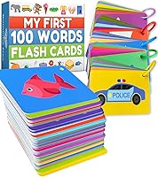 TheBambinoTree 100 First Words Flash Cards for Babies & Toddlers - High Contrast Pictures, Animals Food Transport - Speech Vocabulary Booster 6 Months+