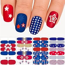 8 Sheets 4th of July Nail Wraps Stickers, Independence Day Full Nail Polish Strips, Memorial Day DIY Self-Adhesive Nail Art Decals Patriotic American Flag Pattern Decor 112 Pieces