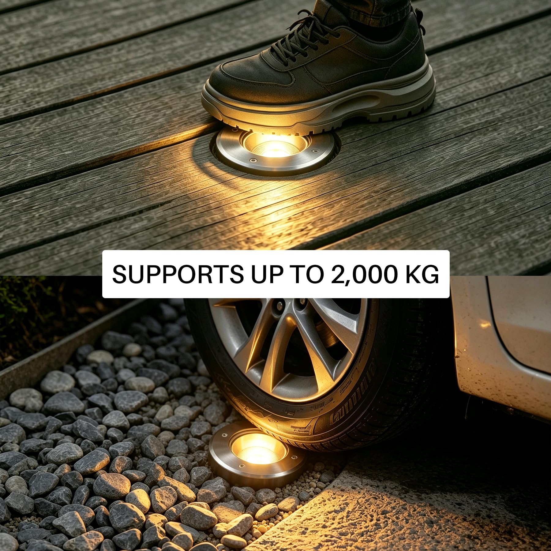 EBION 4 Pezzi Faretto Segnapasso Calpestabile Lampada Da Incasso a Terra Esterno Luce Spot Con Attacco GU10, IP67 Impermeabile,Alluminio+acciaio inossidabile(Lampadina Non Inclusa)