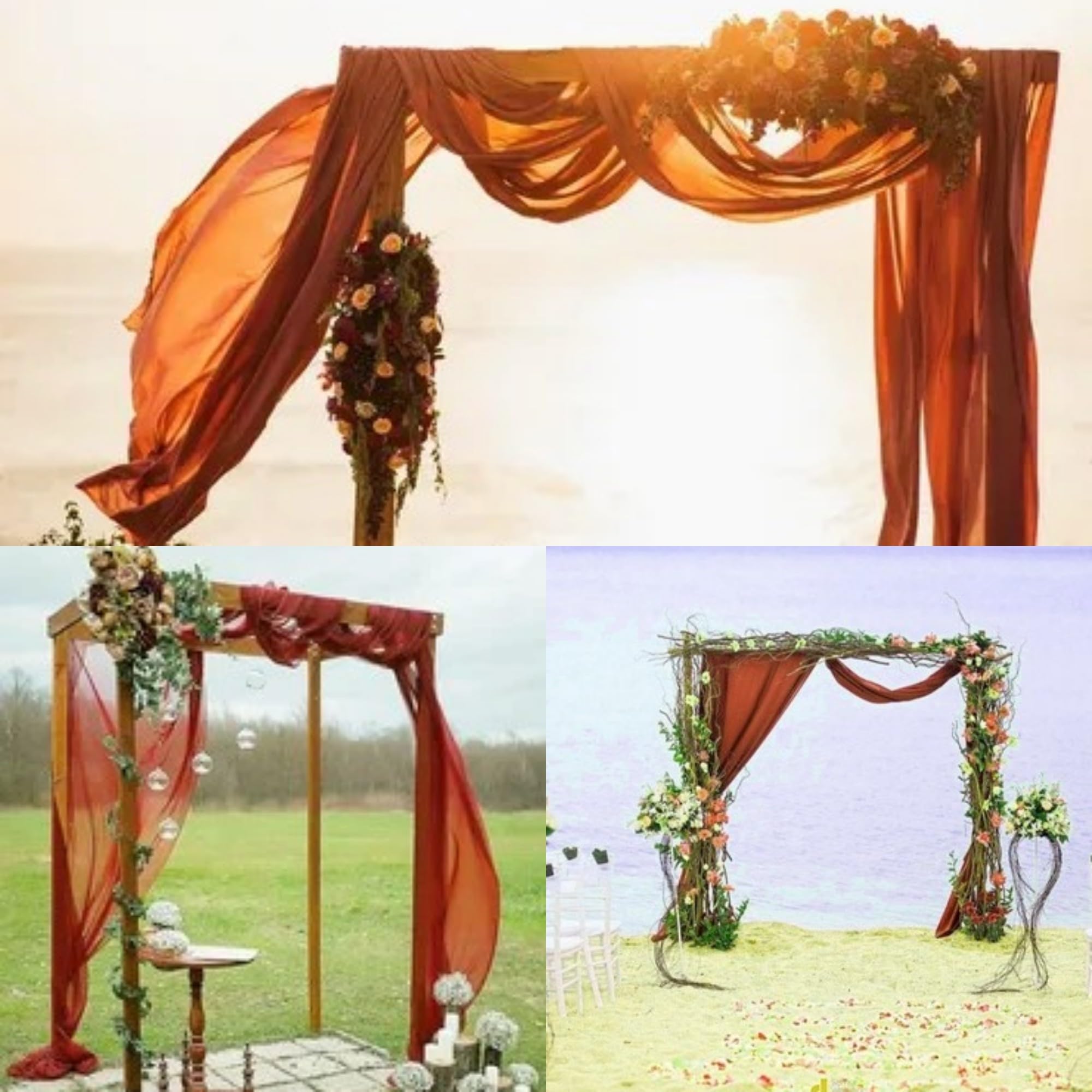 Vorhangstoff für Hochzeitsbögen, Chiffon, für Hochzeiten, 71,1 cm x 6,1 m, Chiffon-Stoff, durchscheinender Hintergrund, Vorhang für Hochzeit, Party, Zeremonie, Geburtstag, Empfang, Hintergrund