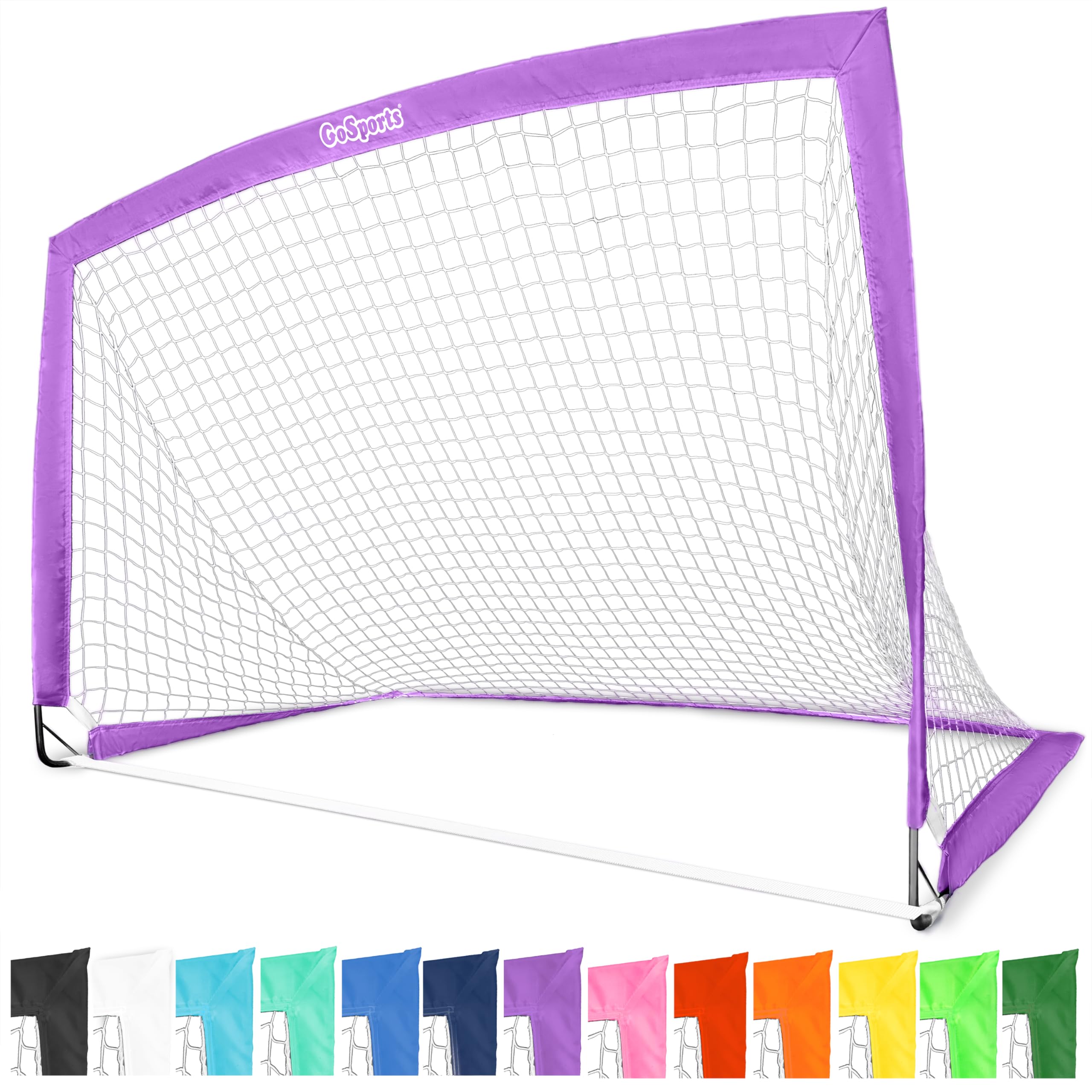 GoSports Portable Soccer Goals for Kids - 13 Color Options - Choose 4 x 3 ft or 6 x 4 ft - Team Tone Pop Up Nets for Backyard