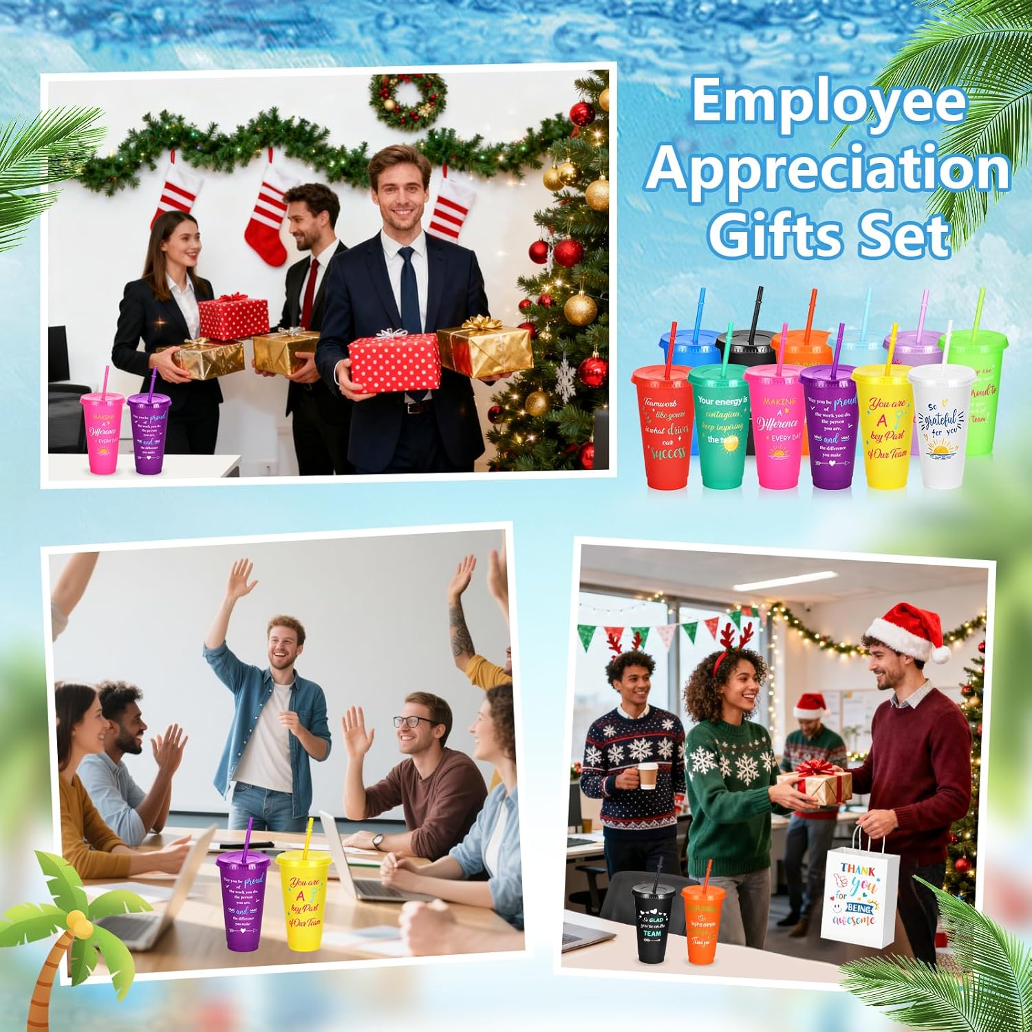 60 Pcs Employee Appreciation Gifts Bulk Team Thank You Presents Include 24 oz Inspirational Plastic Cups Notepads Pens Zipper Pouch, Valentines Xmas Gifts for Coworkers Nurse Staffs (60, Colorful) - Image 7