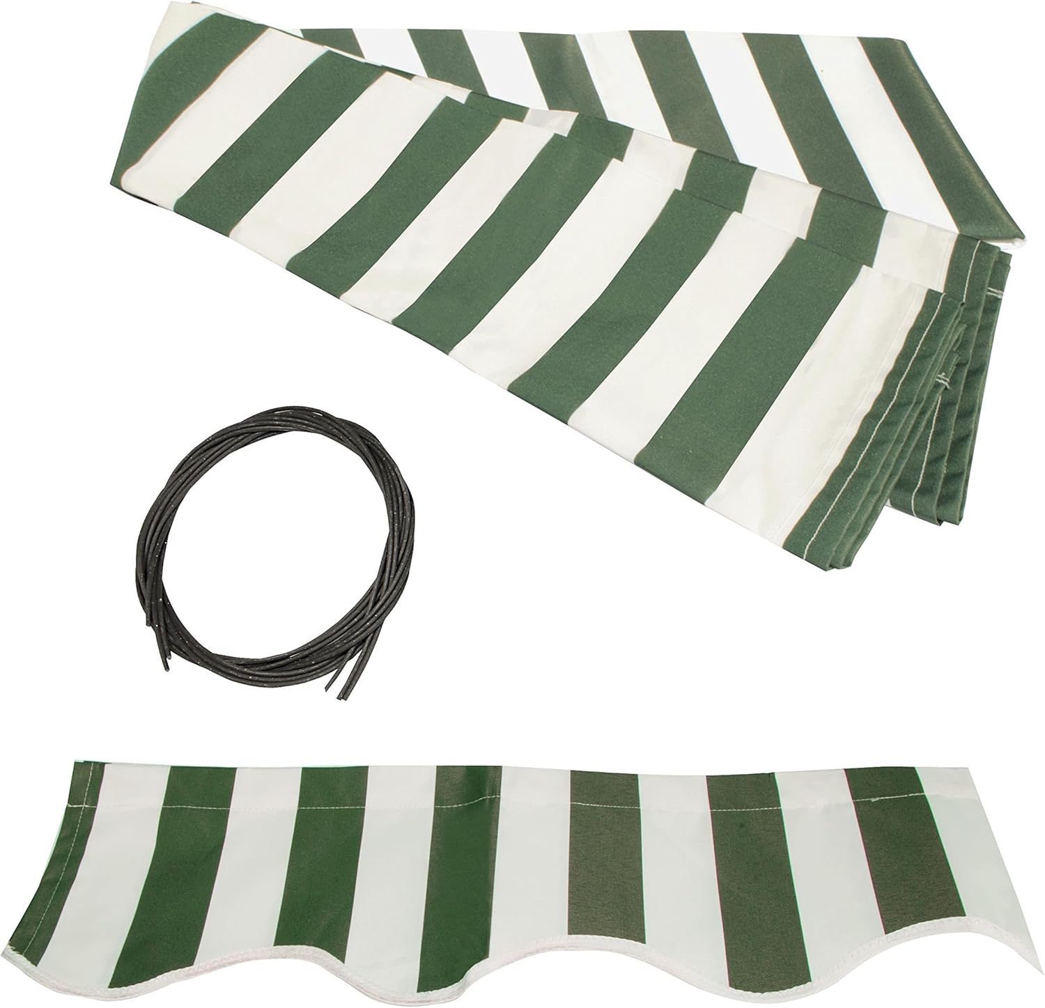 ALEKO Patio Awning 16x10 Feet Fabric Replacement - 100% Polyester Canopy, Cover, Sun Shade, Shelter for Yard, Deck, Balcony - UV Protection – Green/White Stripes - FAB16X10GRWT00