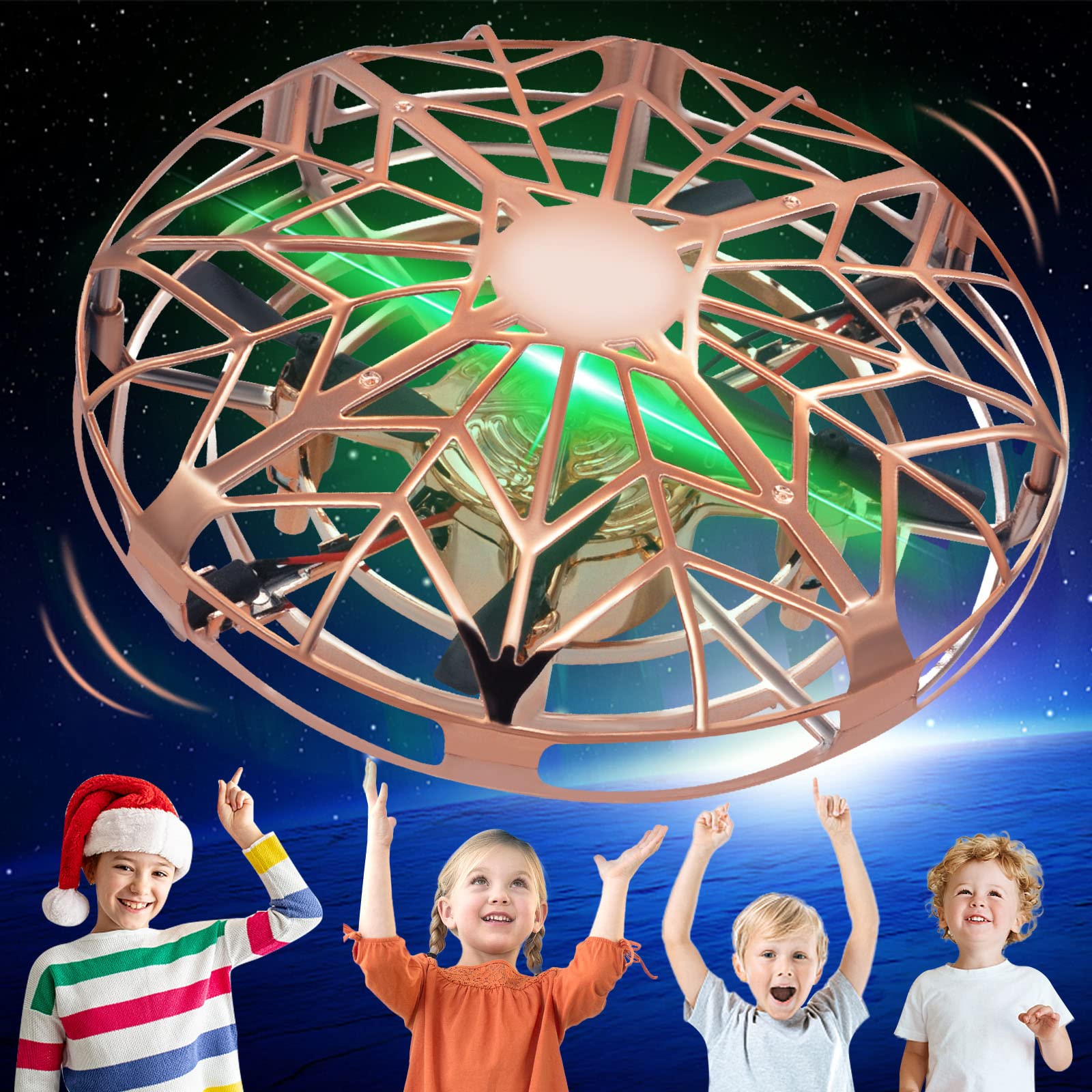 Exfunny UFO Drones for Kids Hand Controlled, Kid Drone, Mini Drone with Led Light, Flying Drone Levitation 360 Rotating Toy Drone Hand Operated with Sensor for Kids Boys Girls Indoor Outdoor