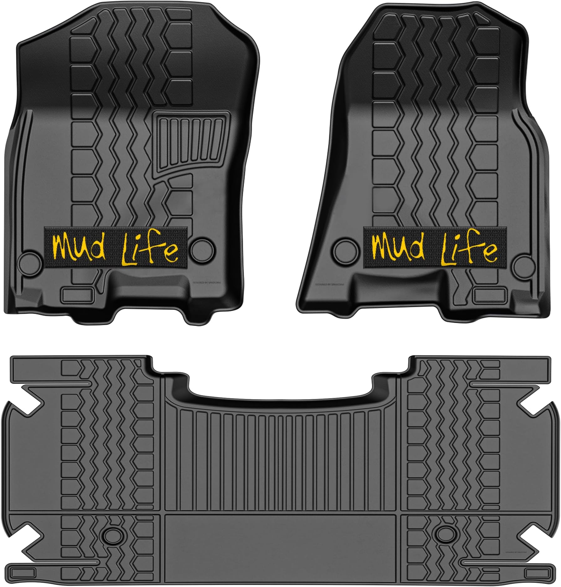 FREEMOTOR802 3D All Weather TPE Floor Mats For 2019-2024 Ram 1500 Crew Cab – Front & Rear, Black, Heavy Duty Liner Set - View #5