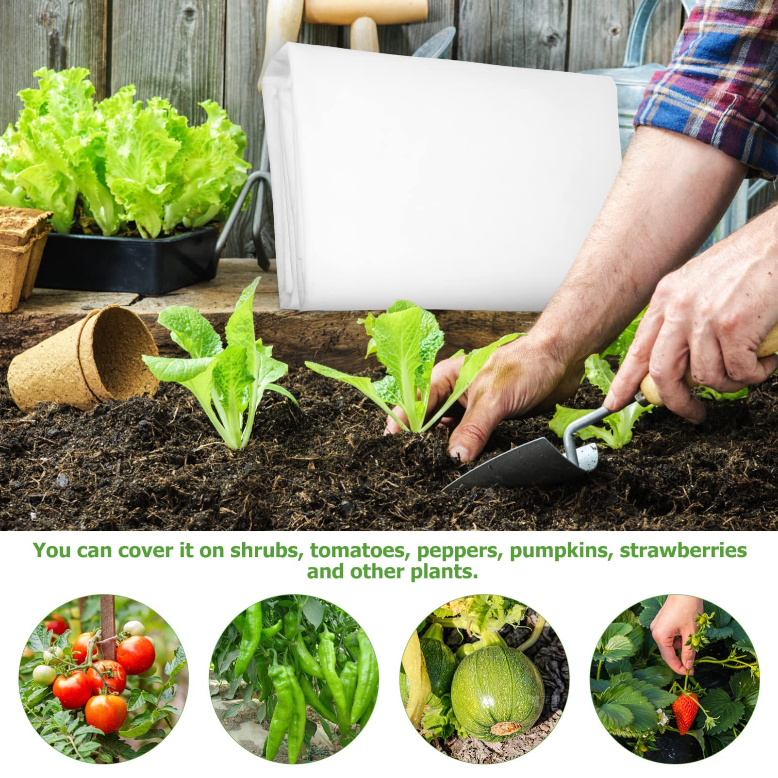 2 Stück Weiße Gartenvliesabdeckung aus Vlies für Frostschutz | Gartenbauvlies, Schattierungsdecke, Robuste Ausführung, für Wintereinsatz