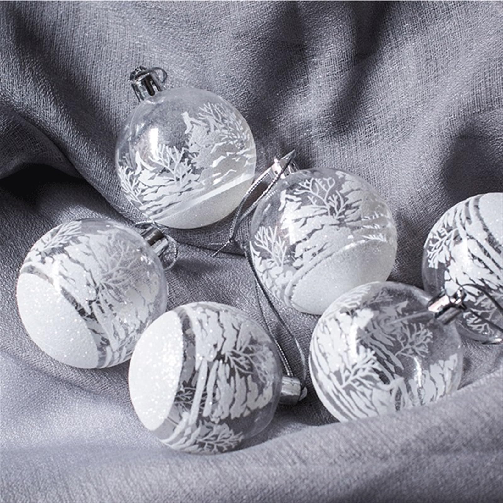 Colgante de Navidad, Bola de Navidad Transparente de 6 cm, Bola de Nieve, Bola Pintada a Mano, decoración de árbol de Navidad, Colgante, decoración de Ventana y Techo