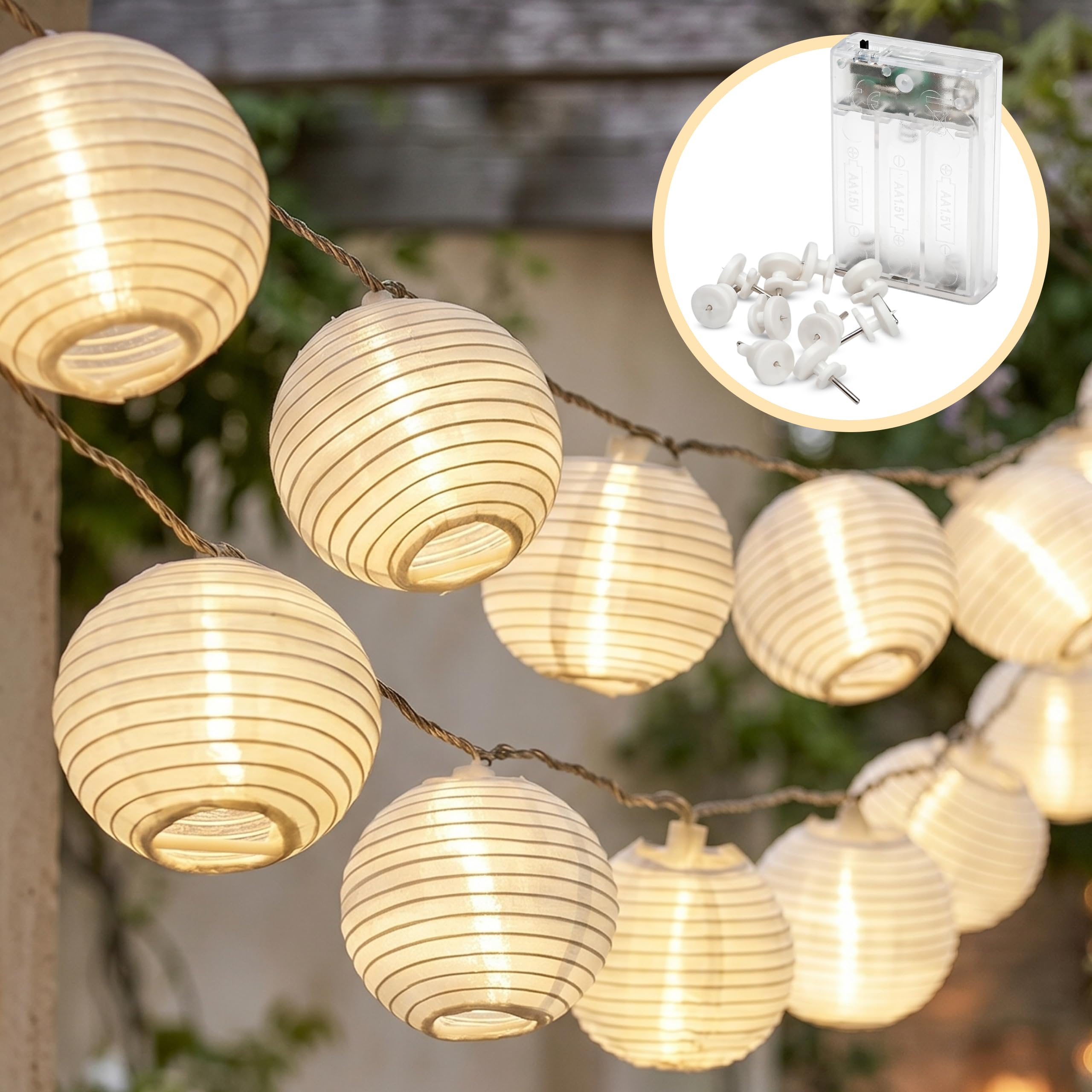 Cobus CozyHome Lampions Lichterkette Batterie - 7 Meter mit 8 Modi & Timer