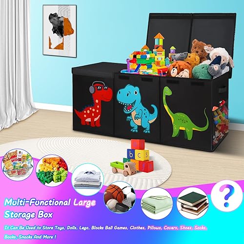 Miniatura 3 de Mabahoo Caja de juguetes extragrande, organizador de almacenamiento de juguetes plegable, cofre de juguetes con bonito patrón para niños pequeños,