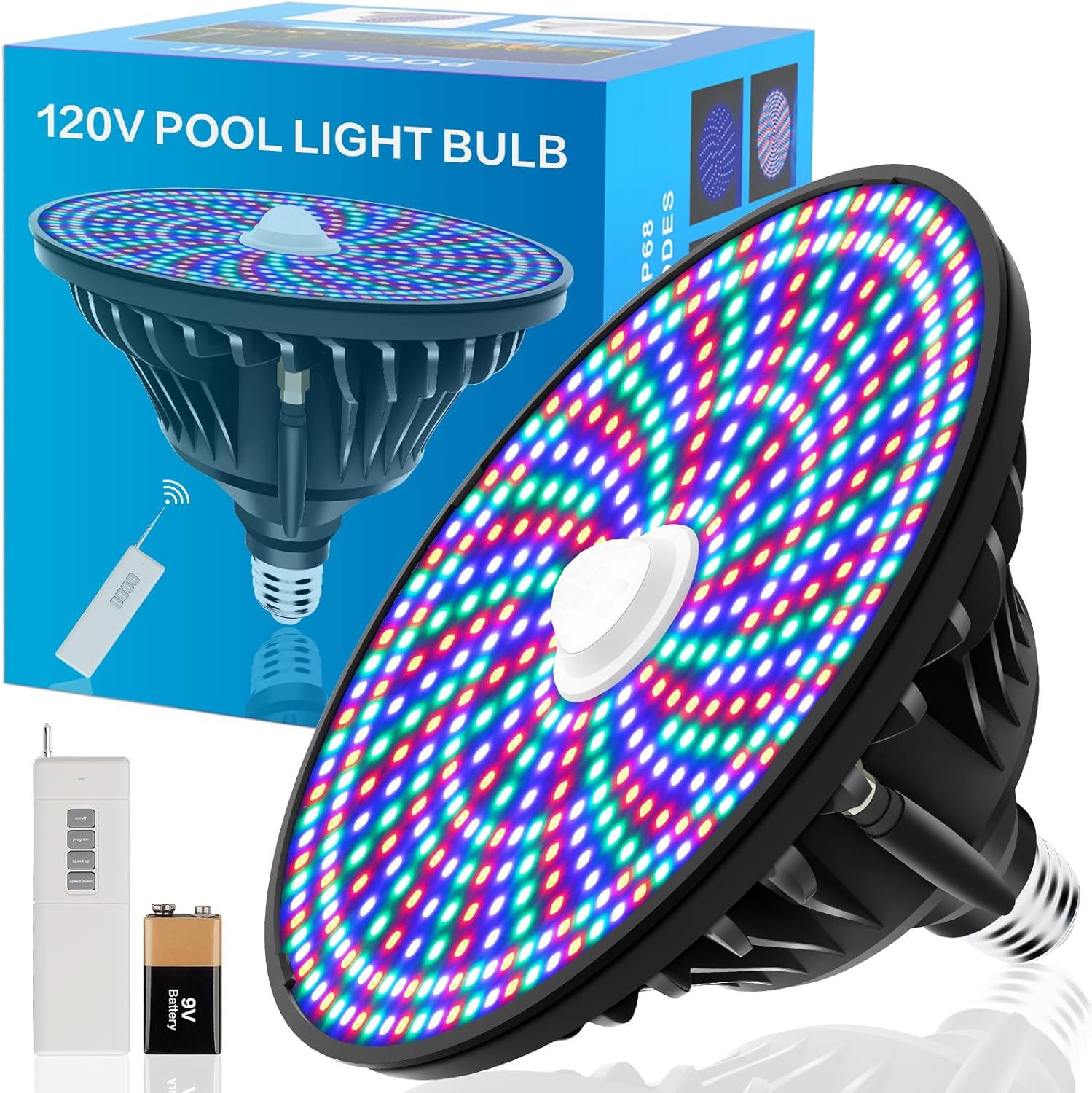 CEDIO Pool Lights for Inground Pool, 120V 90W Color Led Pool Light Bulb for Inground Pool Smart Color Changing Underwater Pool Light with Remote Control, E26/E27 Replacement (Black)