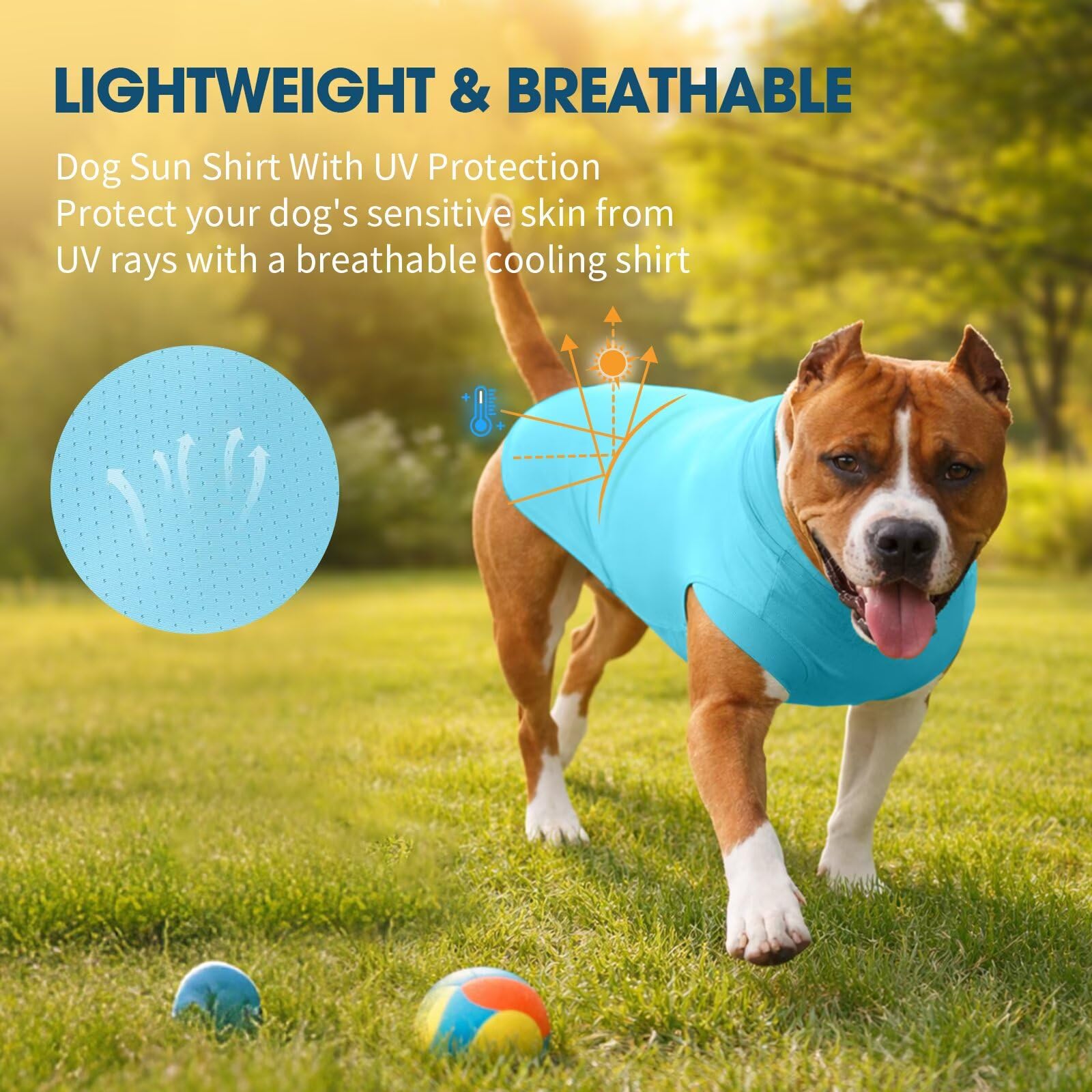 IECOii Lot de 2 t-shirts pour chiens de grande taille, gilet rafraîchissant à séchage rapide, chemise légère avec protection UV UPF50+ pour chiens, pour randonnée, plage, voyage, jeux - Chemise pour