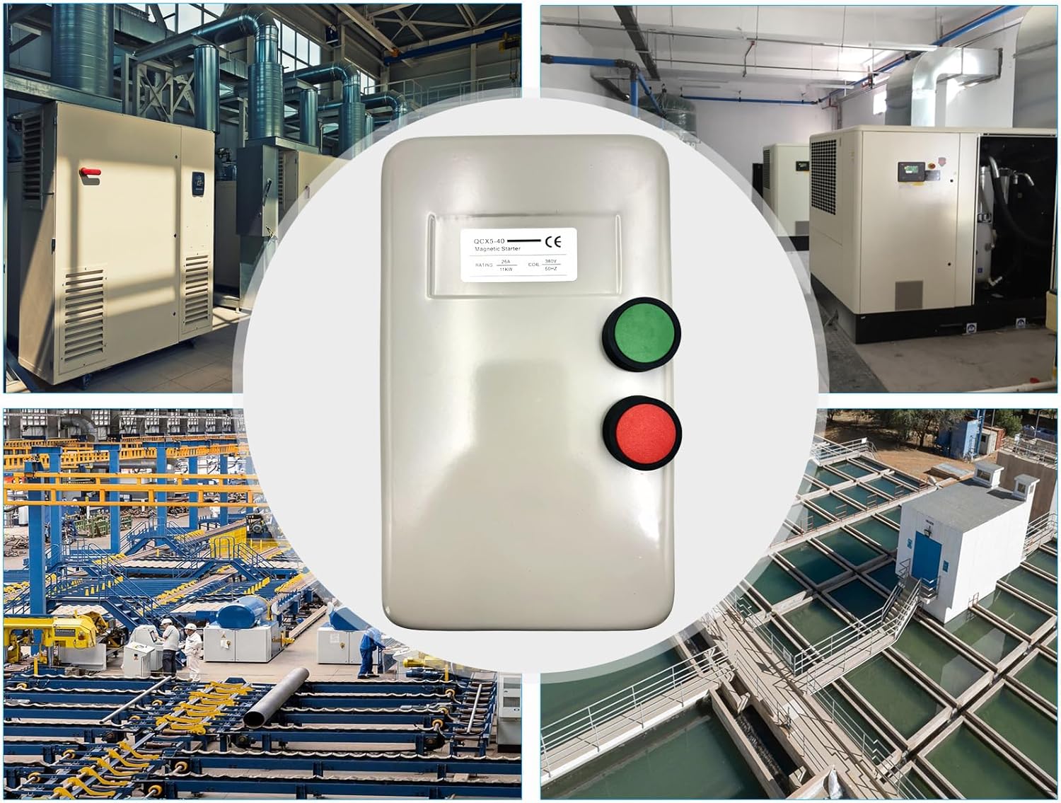 Magnetic Electric Motor Starter Fit for Air Compressor Magnetic Electric Motor Switch Replacement for 380V 11KW 25-45AMP - 15 HP 3 Phase or Single Phase Magnetic Switch Motor Starter