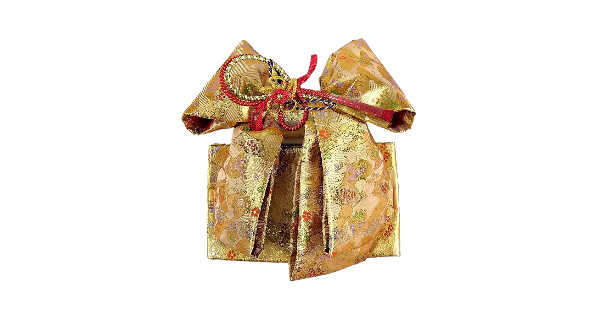 貴重　逸品高級七五三用 正絹花柄金色Jr.結び帯　証紙付き 貴重 逸品高級七五三用 正絹花柄金色Jr.結び帯 証紙付き