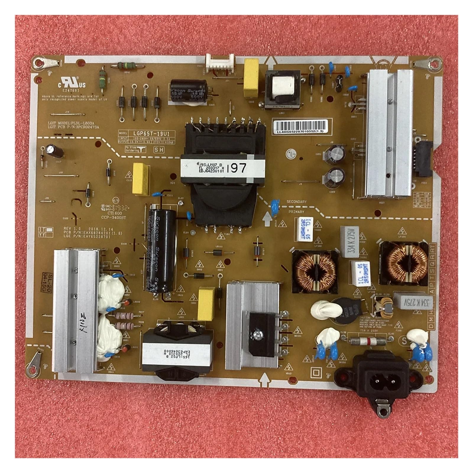 Scheda di Alimentazione TV, Compatibile con LG, EAY65228701 EAX68284201 LGP65T-19U1 Scheda di Alimentazione for TV OLED 65UM7300PUA 65UM7300AUE