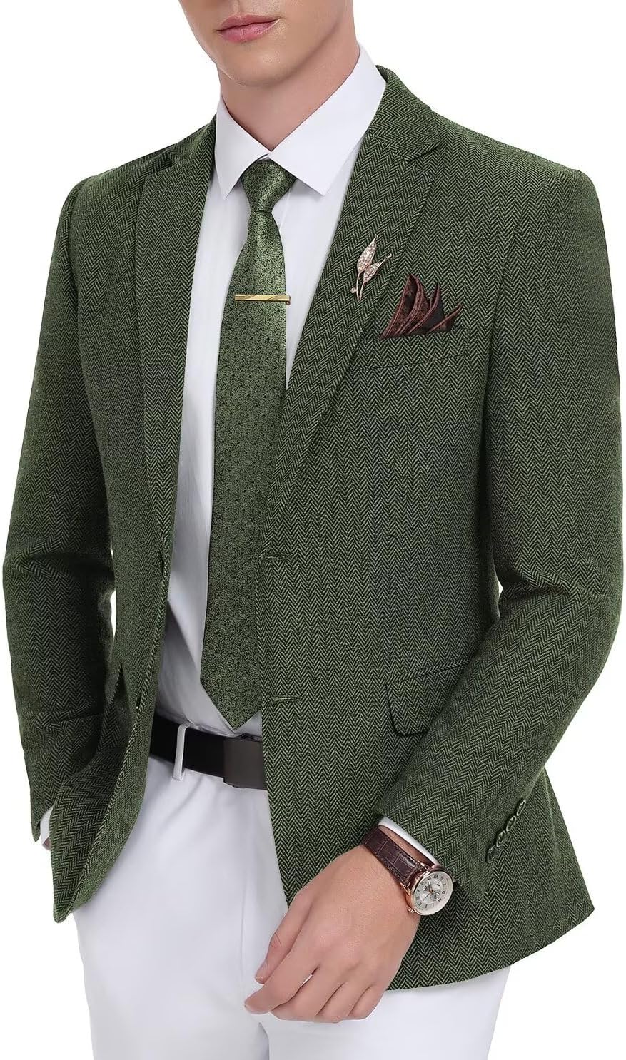 Retro Tweed Men's Suit Jackets Herringbone Slim Fit Sport Coats Blazer Prom Business Casual Wedding Blazers Men Tux Jacket