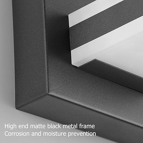 Miniatura 4 de SOLFART Lámparas de baño, 4 luces LED modernas para tocador sobre el espejo, luces de baño negras mate, luz fría de 6000 K