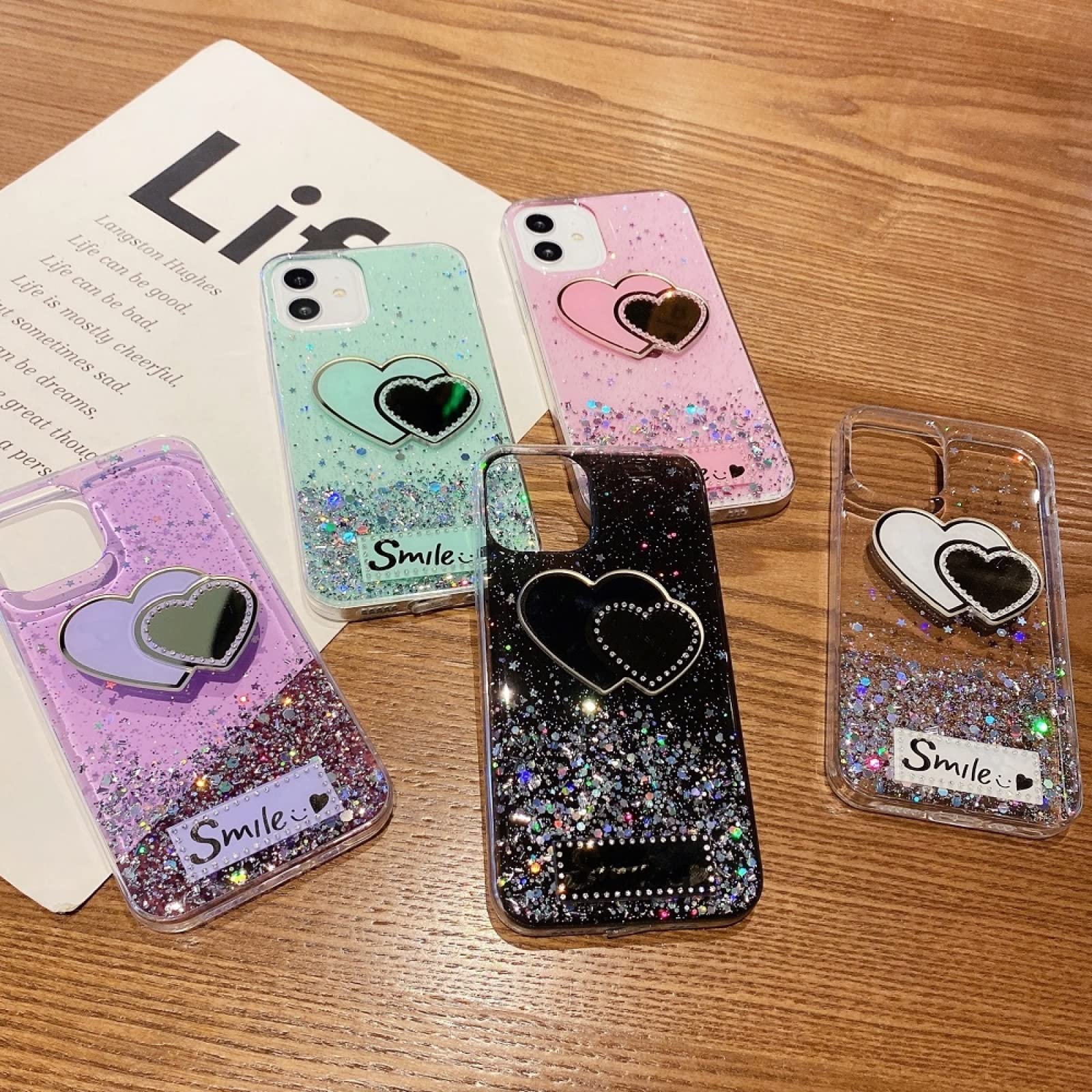 Custodia Glitter Per IPhone 14 11 13 12 Pro Max 7 8 Plus XR X XS Max Custodia Love Heart Diamond Mirror Soft Cover,Viola,per IPhone X XS