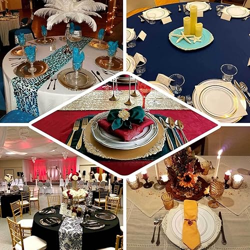 Miniatura 5 de Efavormart - Paquete de 6 platos barrocos redondos de oro rosa transparente de 13 pulgadas, borde en relieve de hojas para decoración de mesa,