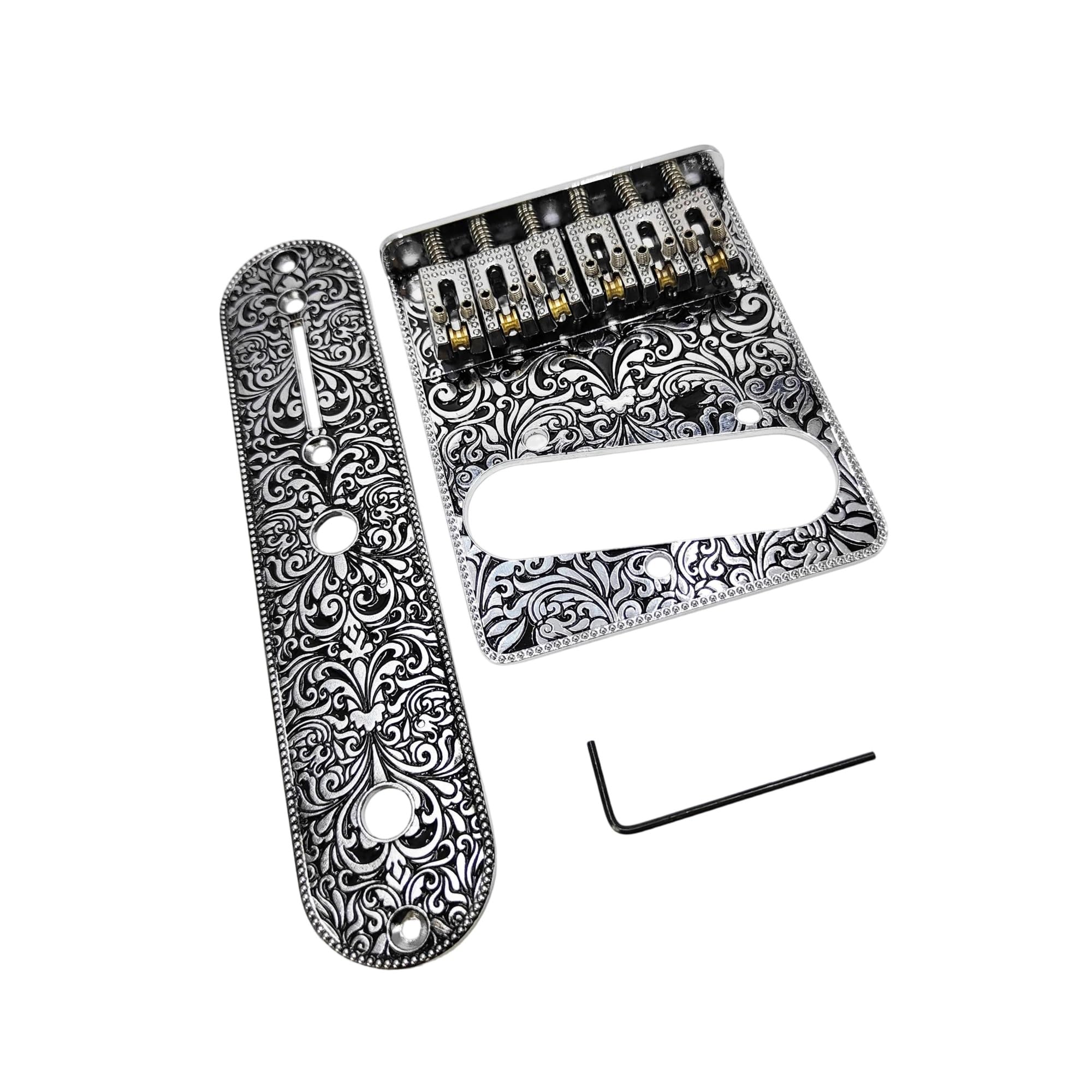 Grawerowany Mostek Prosty Elektryczny Gitara Elektryczna Płytka Sterująca Akcesoria Potencjometr Mostek Gitarowy(Silver)