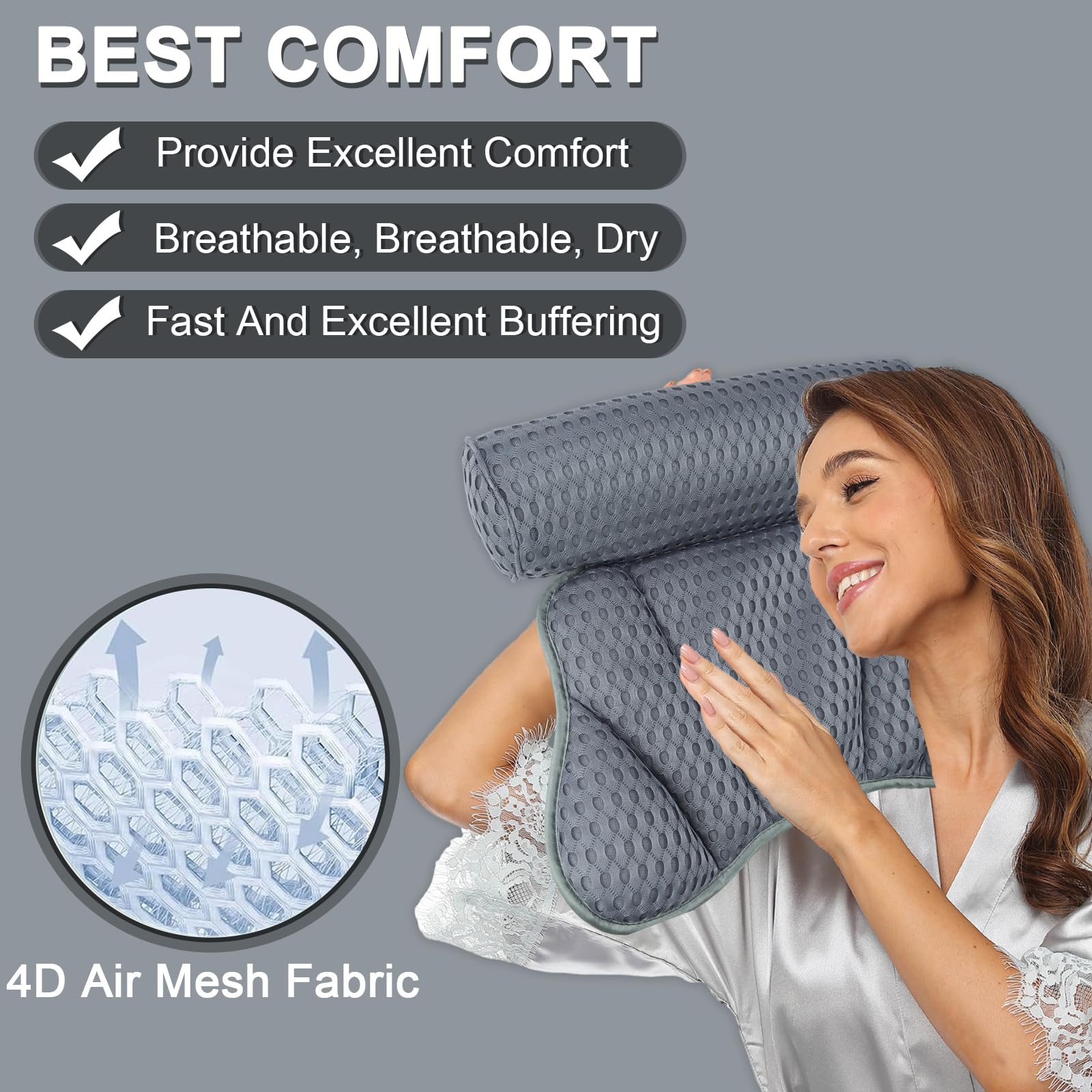 Oreiller De Bain Frasheng Ergonomique Avec 6 Ventouses - Coussin Baignoire 4D Air Mesh