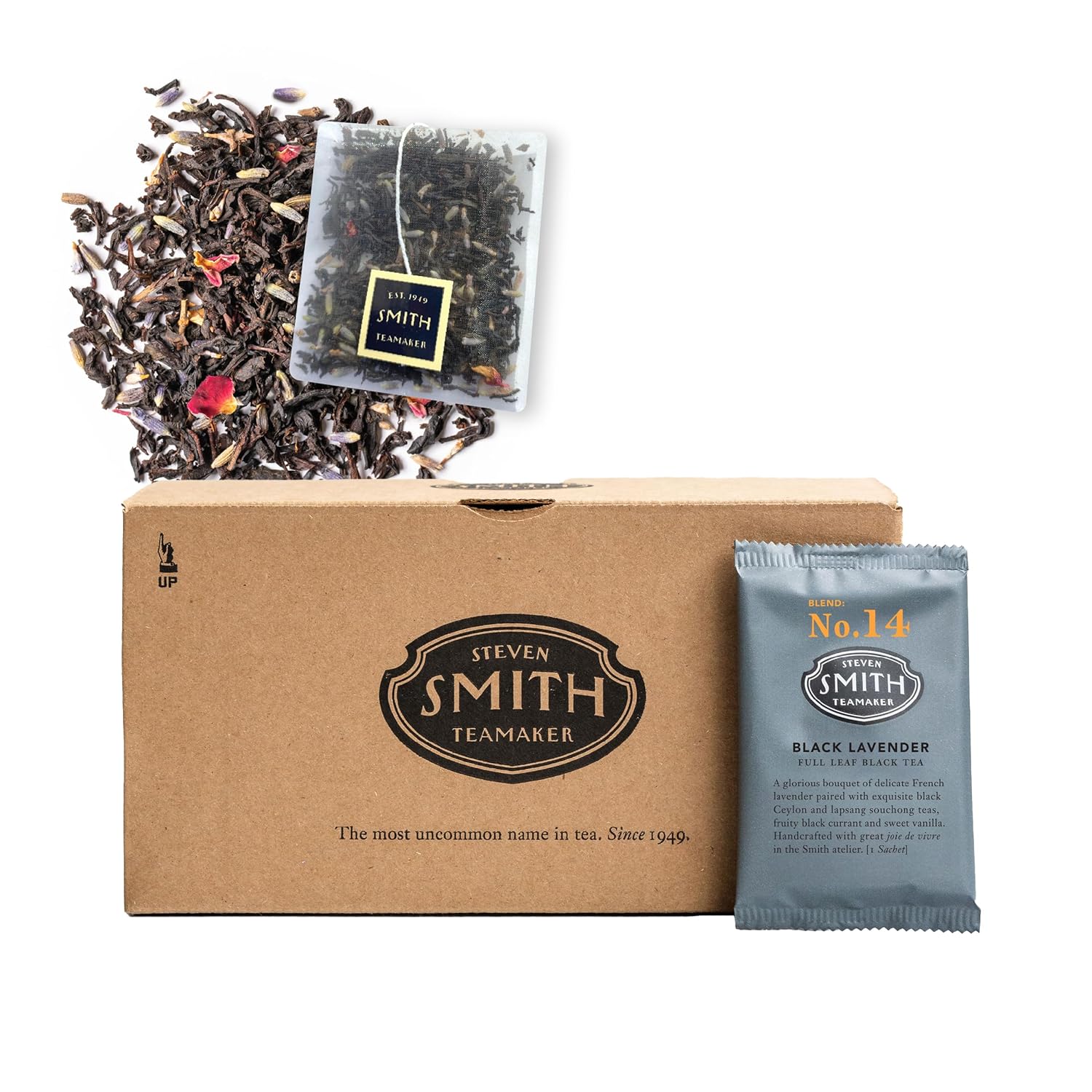 Steven Smith Teamaker Black Lavender No. 14, Lady Grey, Caffeinated, Sugar-Free, Sustainably Grown Full Leaf, Plant Based Black Tea Bags, 36 Sachets, 1.32oz each