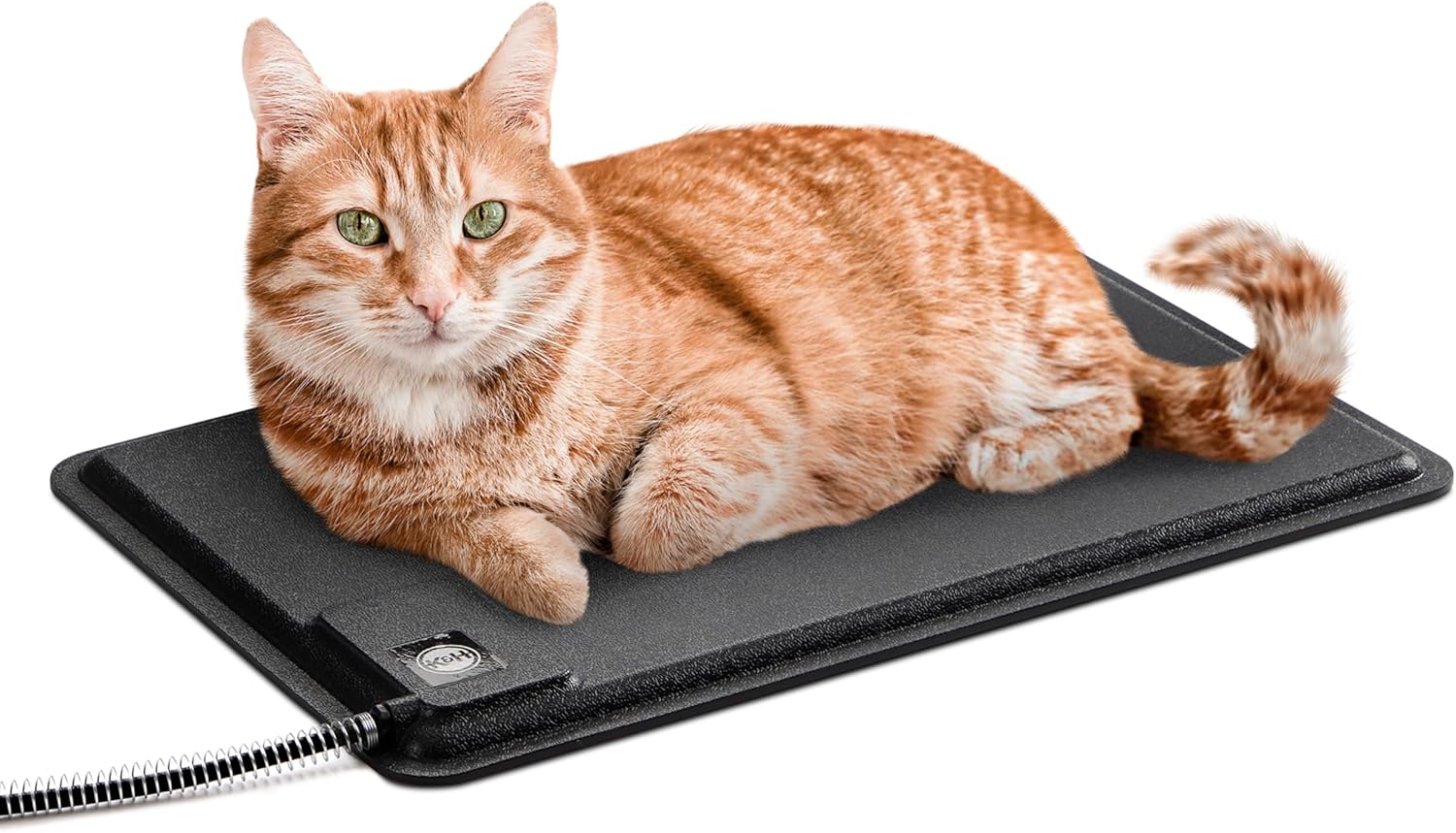 K&H Pet Products Heated Extreme Weather Outdoor Kitty Pad, Waterproof Heated Cat Mat, Pet Warmer for Outside Feral Cat Houses, Indoor Outdoor Warming Pet Mat - Small 12.5x18.5in Black 40W Recyclable Box