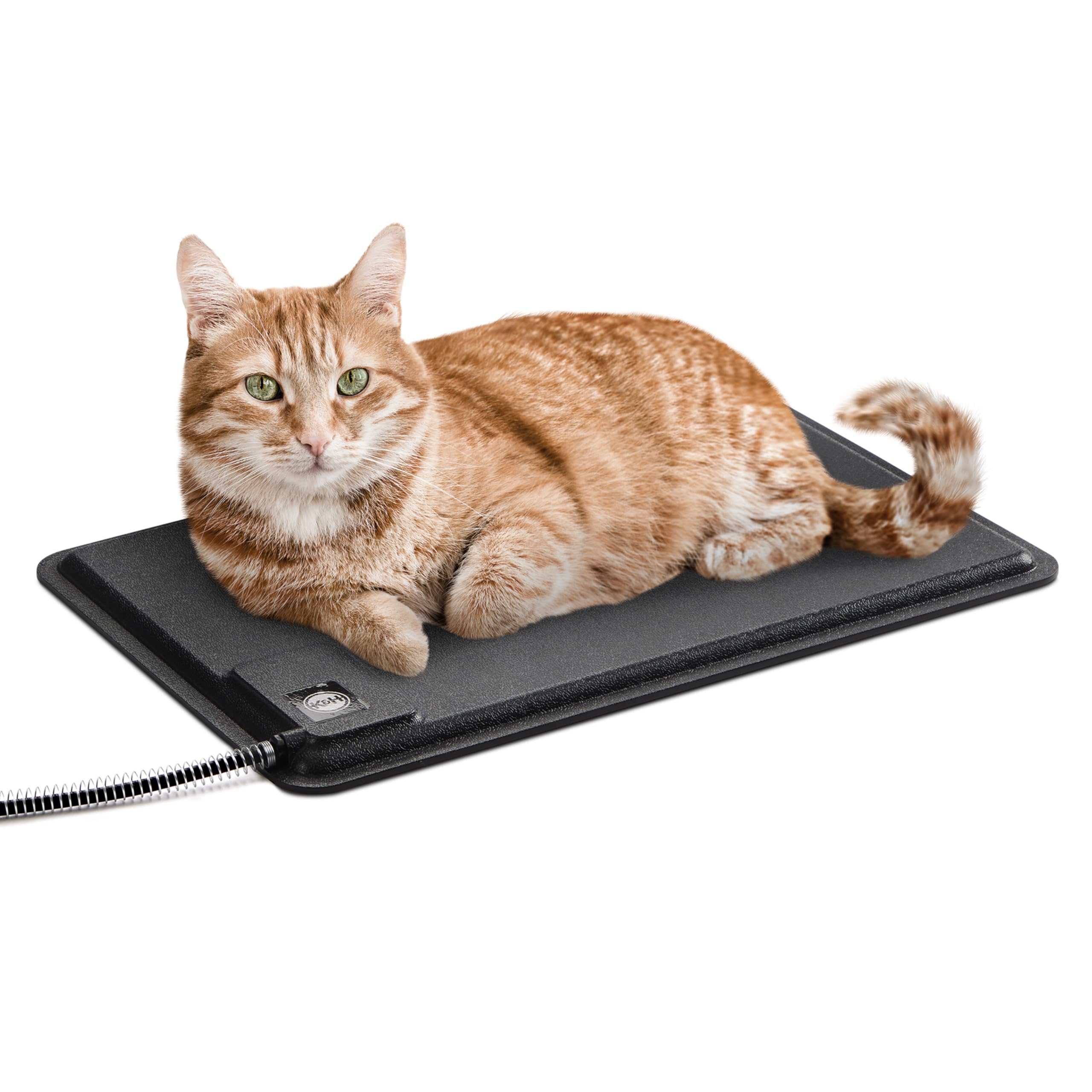 K&H Pet Products Heated Extreme Weather Outdoor Kitty Pad, Waterproof Heated Cat Mat, Pet Warmer for Outside Feral Cat Houses, Indoor Outdoor Warming Pet Mat - Small 12.5x18.5in Black 40W