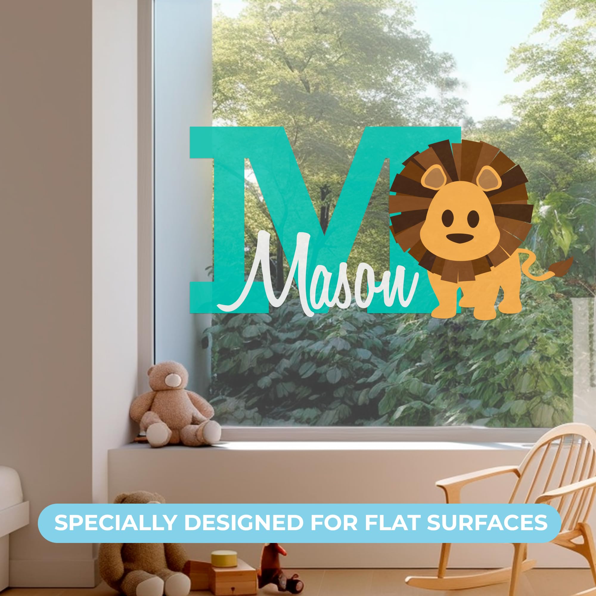 Personalized Name Lion Wall Decal - Custom Nursery Or Kids' Room Animal Decor (22"W X 20"H) - View #7