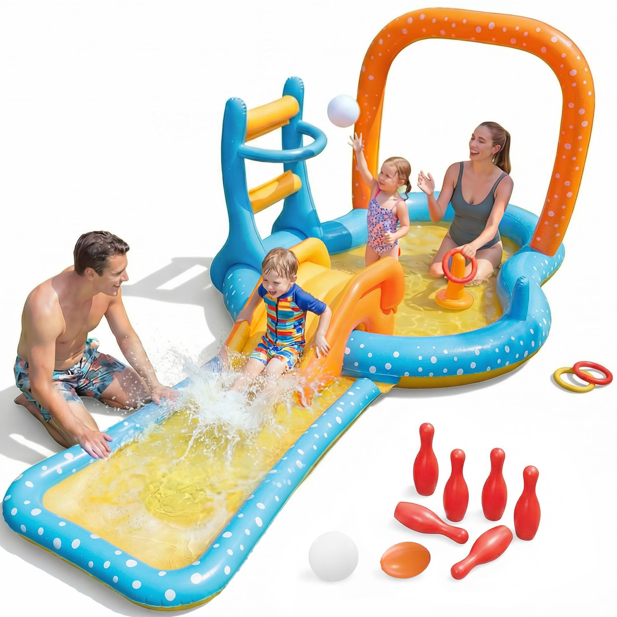Piscina gonfiabile per i bambini, piscina del Kiddie con gli acquascivoli