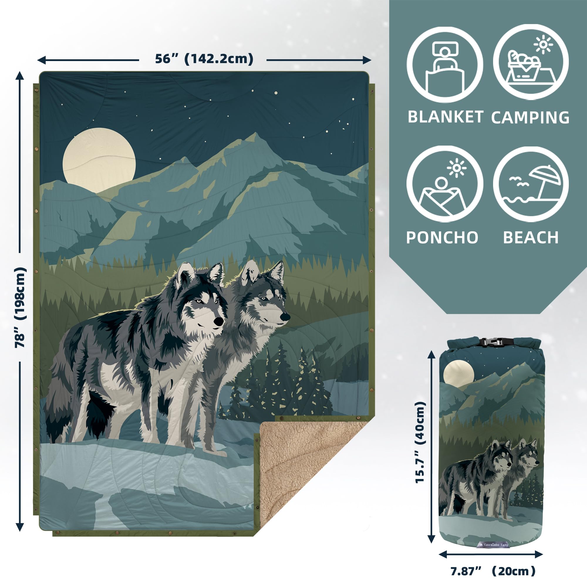 Campingdecke Outdoor I Reisedecke Ultraleicht Verstaubar I Camping Thermodecke Wasserabweisend Für Wandern, Reisen, Hängematte,Van, Flugzeug Decke I Thermal Sherpa & Ripstop,200x145cm