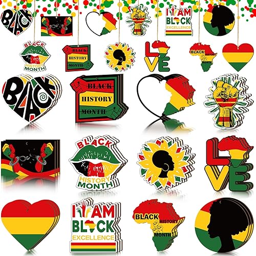 36 piezas de adornos colgantes de madera de Juneteenth Afroamericano, etiquetas colgantes de juneteenth, decoración colgante de madera para fiesta