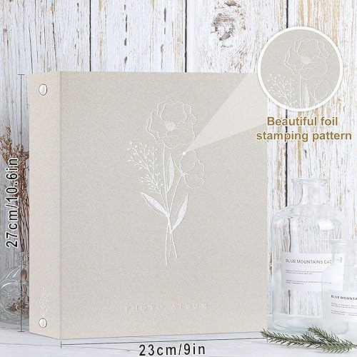 Miniatura 2 de Lanpn Álbum de fotos de 8 x 10 pulgadas, tapa dura de lino, sin ácidos, bolsillo de carga superior, libro de fotos con mangas que tiene capacidad