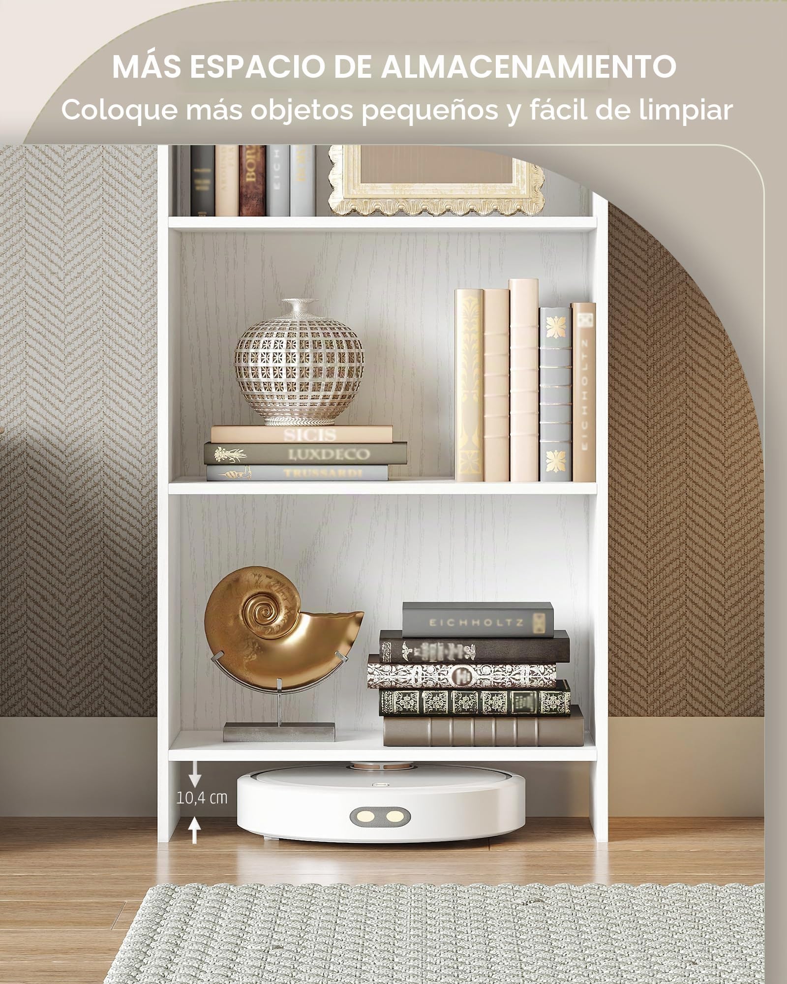 Hzuaneri Librería, Estantería de 6 Niveles, para Salón, Estudio, Oficin, Dormitorio, Estilo Escandinavo, 24 x 48 x 170 cm, Blanco 01103XBC