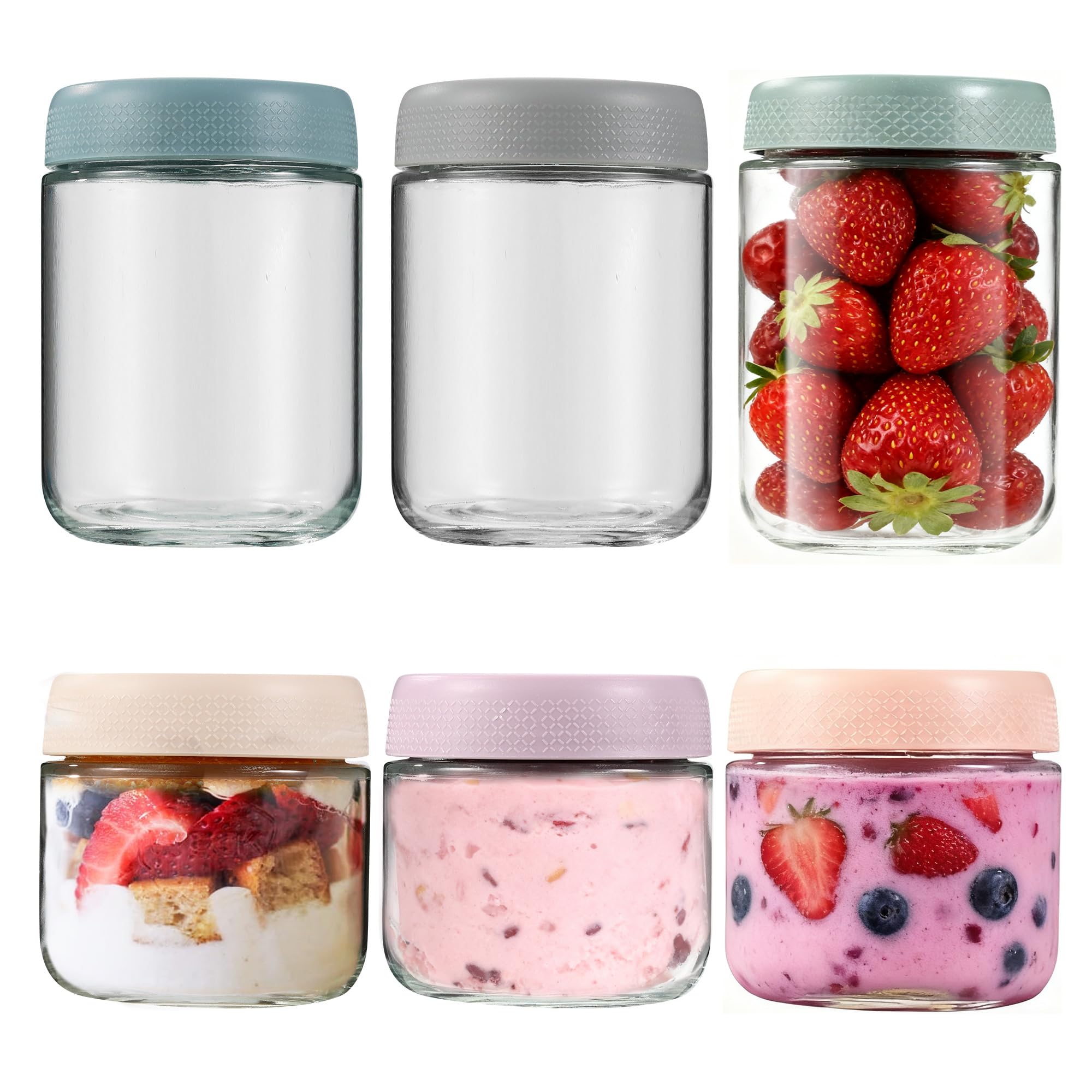 Barattoli Vetro Con Coperchio 500 Ml X 4 - Per Overnight Oats, Conserve