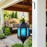 Vista 8 de Vela Lanterns Farol lámpara portavelas decorativo marroquí colgante de 11.5 pulgadas, portavelas de té para interiores y exteriores, para patio