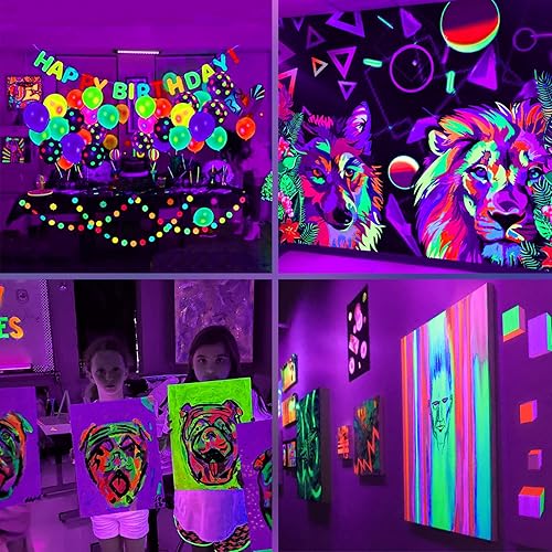 Miniatura 9 de Paquete de 2 luces negras de 42 W + luz negra de 27 W, 60 luces LED de luz negra con enchufe e interruptor, luces brillantes para fiesta, Halloween